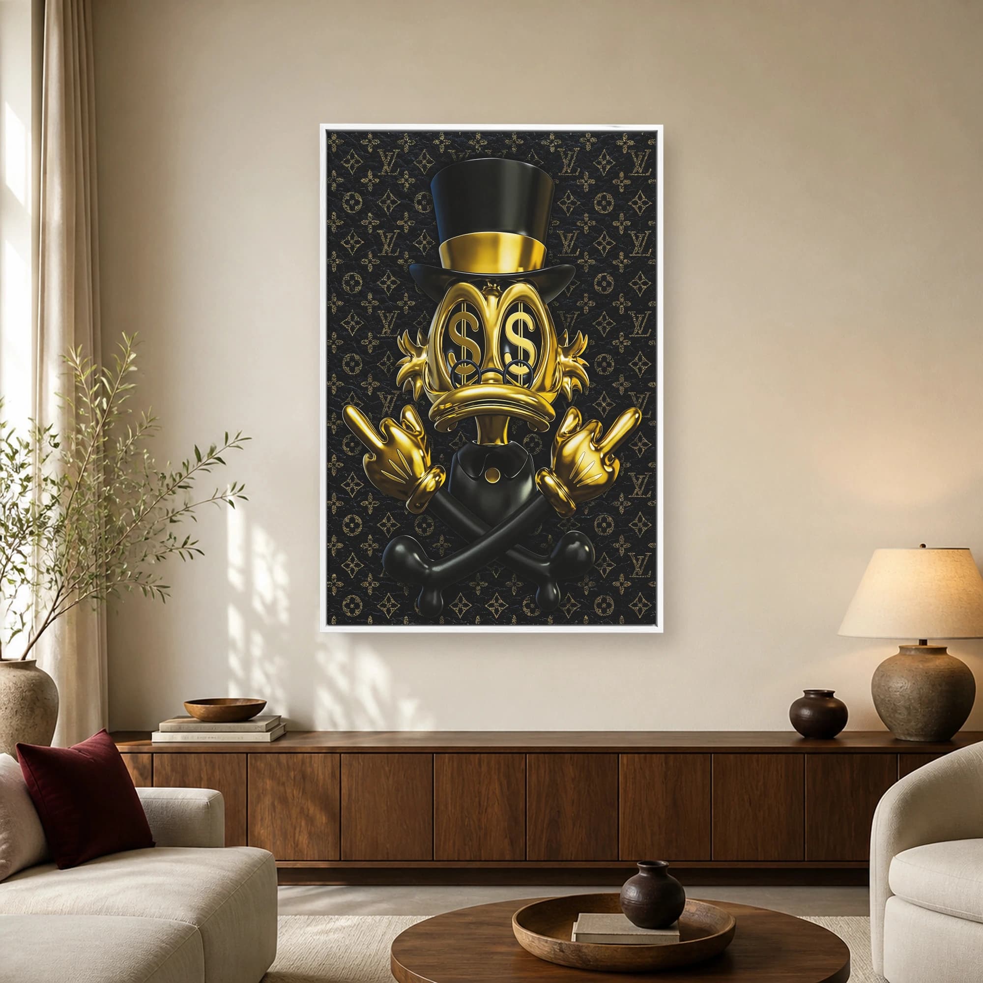 Golden Wealth Duck Pop Art Canvas Print, view 2