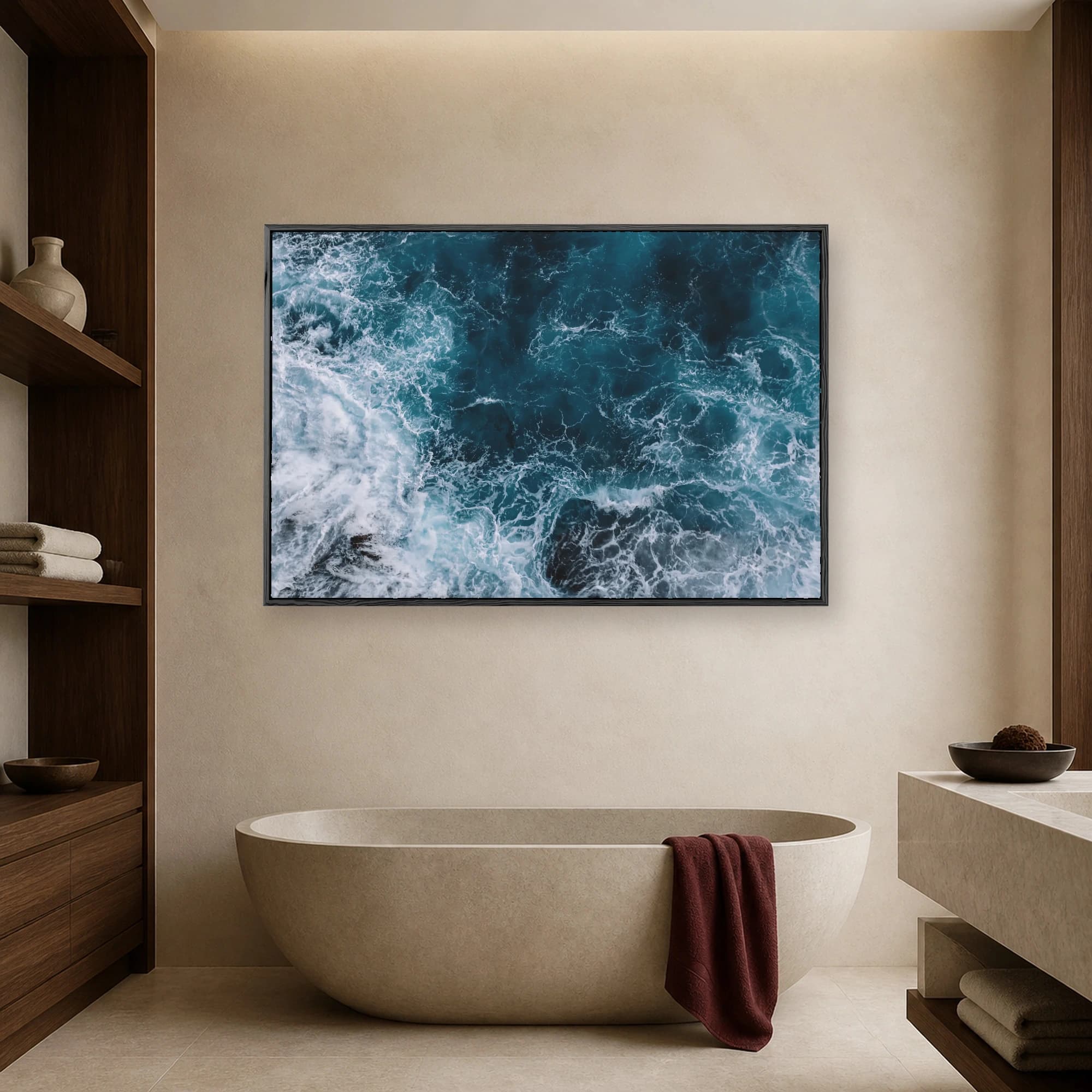 Azure Tides Aerial Ocean Waves Canvas Print, view 5