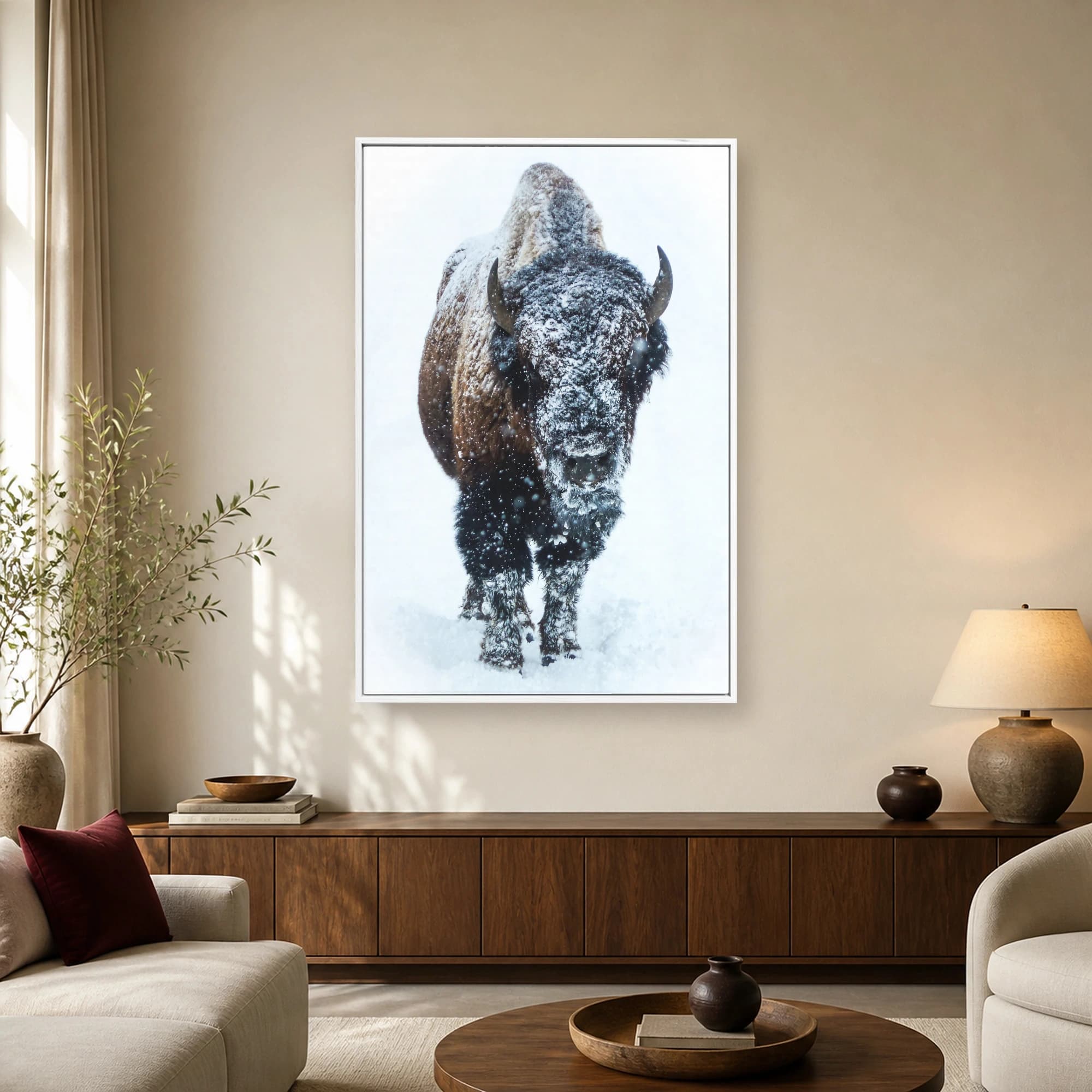 Frost-Covered Bison in Snow Wall Art, view 2