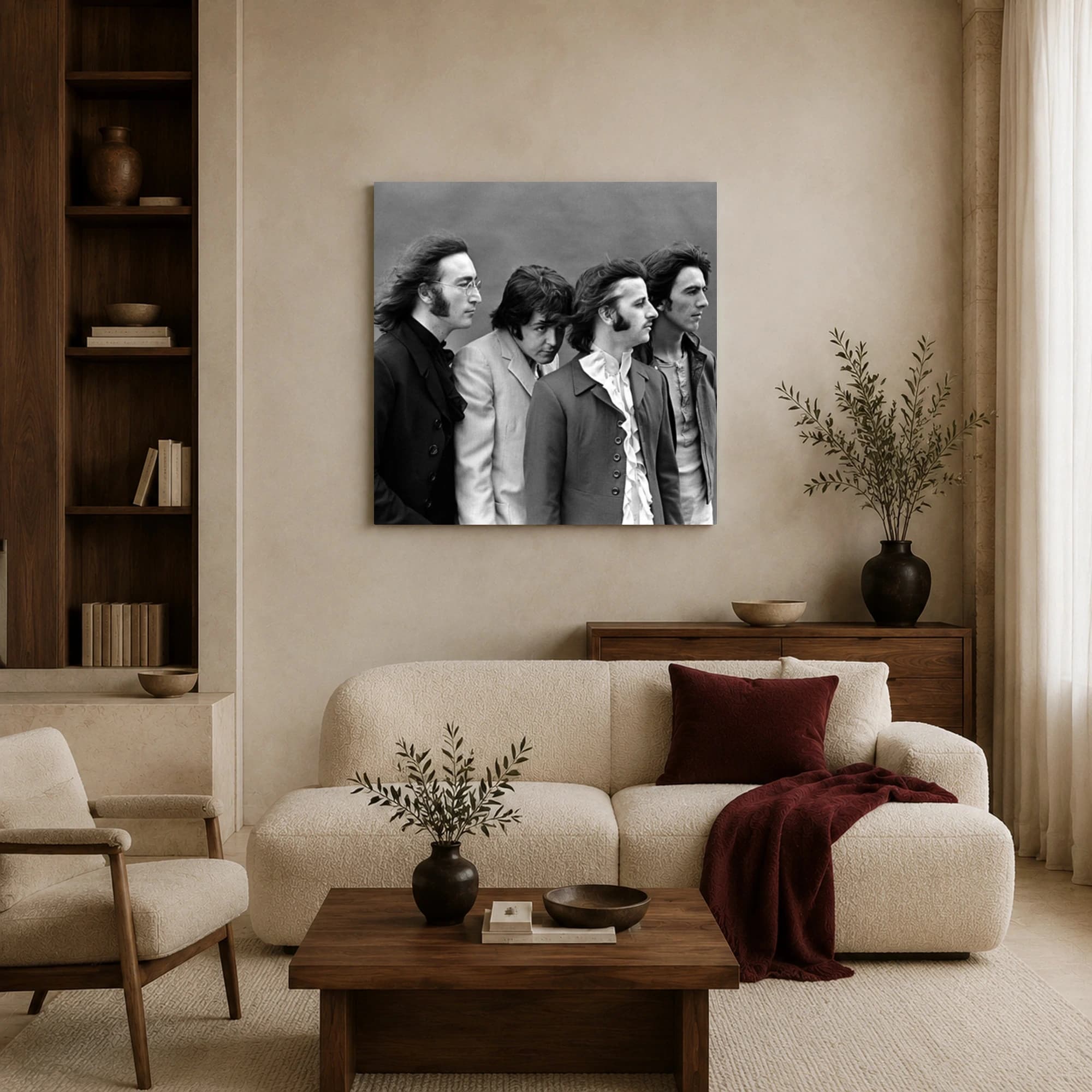 The Beatles Classic Black and White Portrait Wall Art, view 4