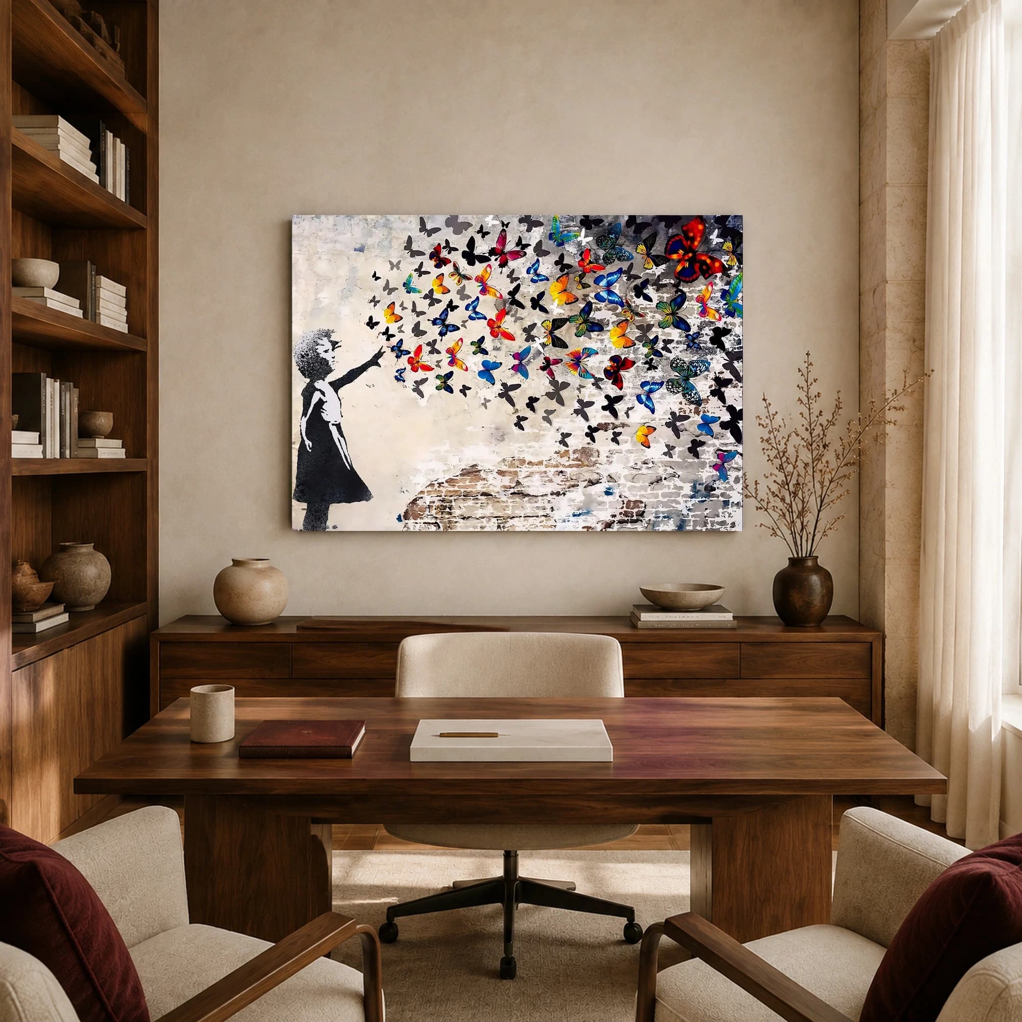 Girl with Butterflies Street Art Canvas Print, view 8