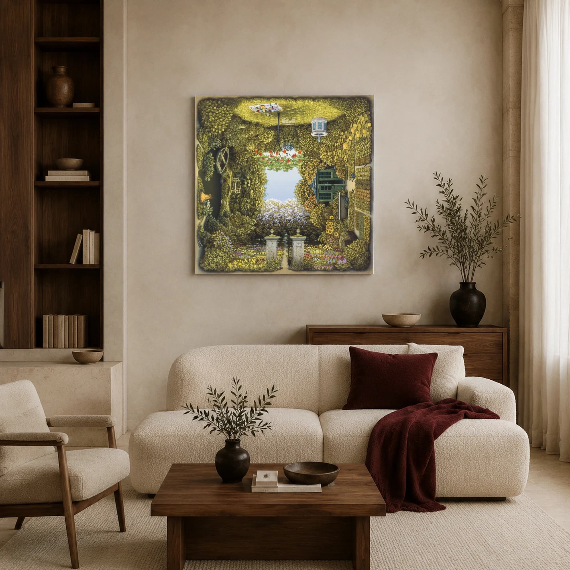 Surrealist Garden Landscape Canvas Print, view 3