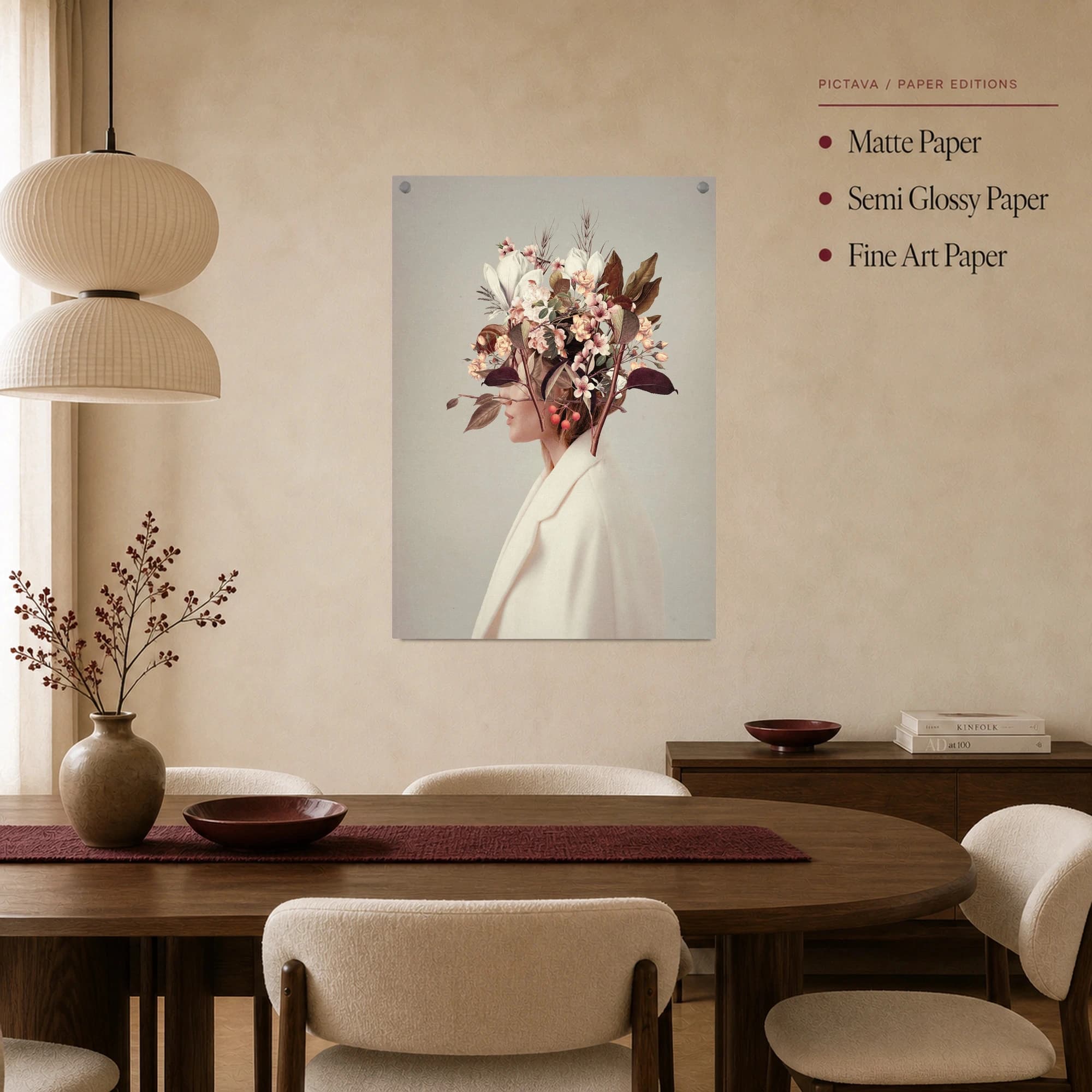 Floral Mind Surreal Botanical Portrait Canvas Print, view 2