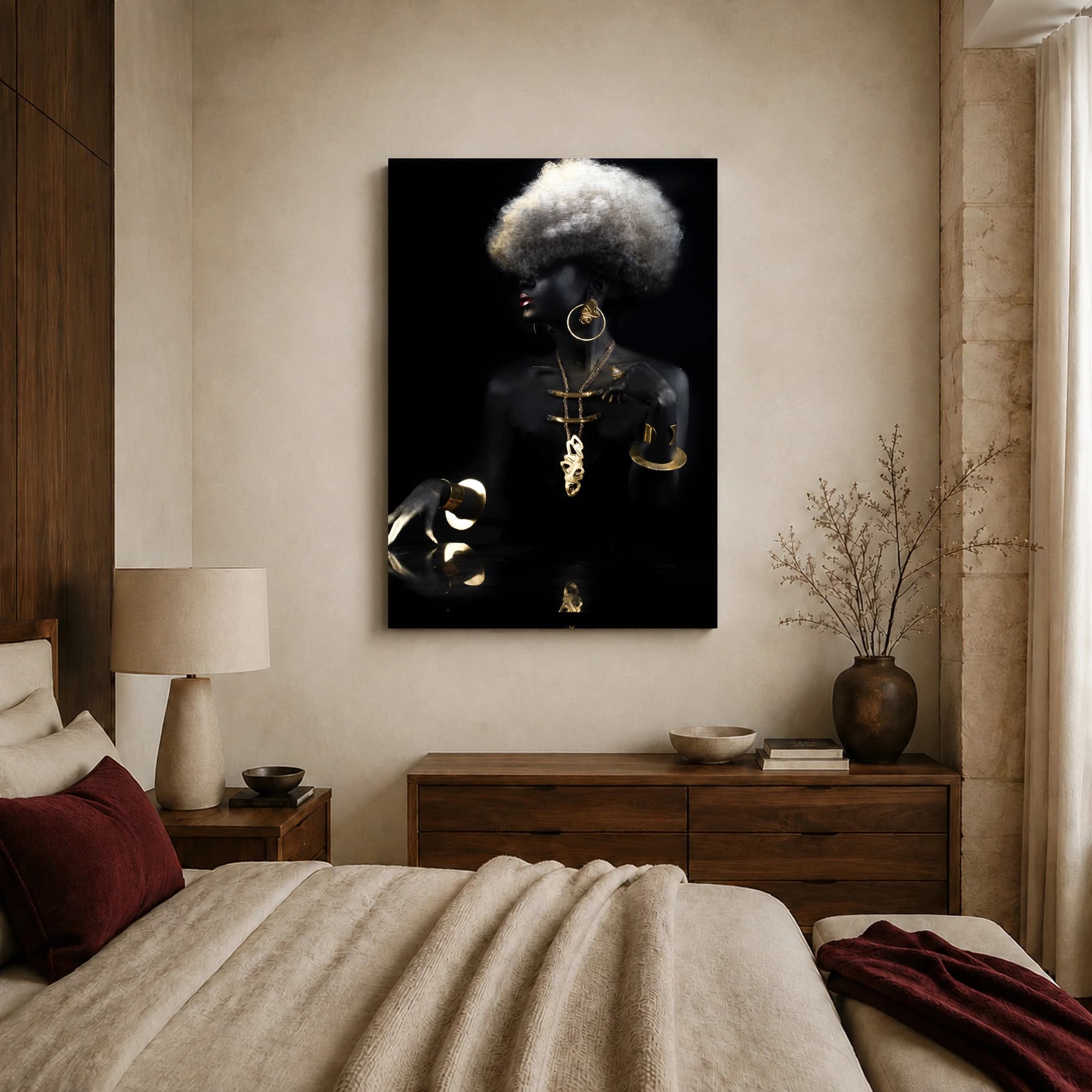 Golden Elegance Fine Art Portrait Canvas Print, view 5