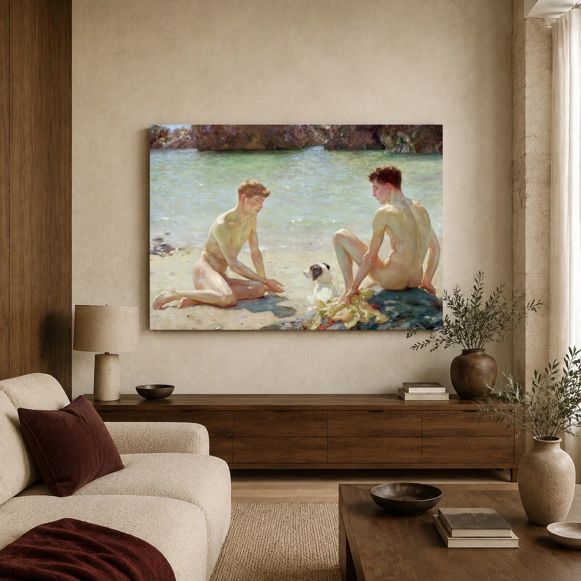 Boys by the Sea Fine Art Coastal Print, view 3