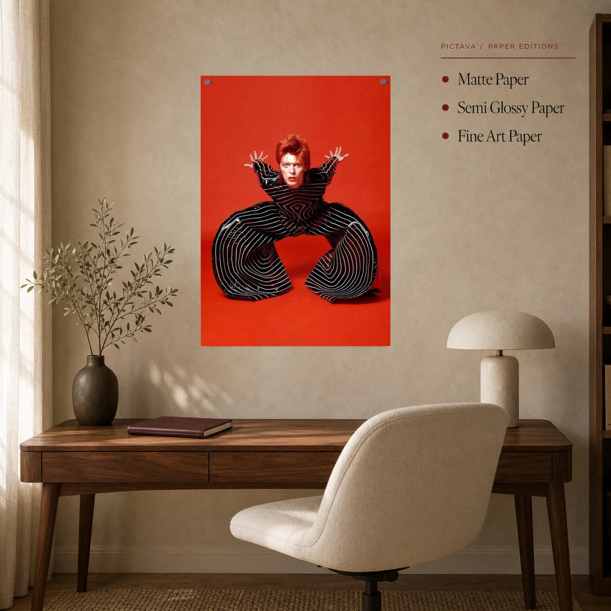 David Bowie Iconic Striped Jumpsuit Portrait Art Print, view 7