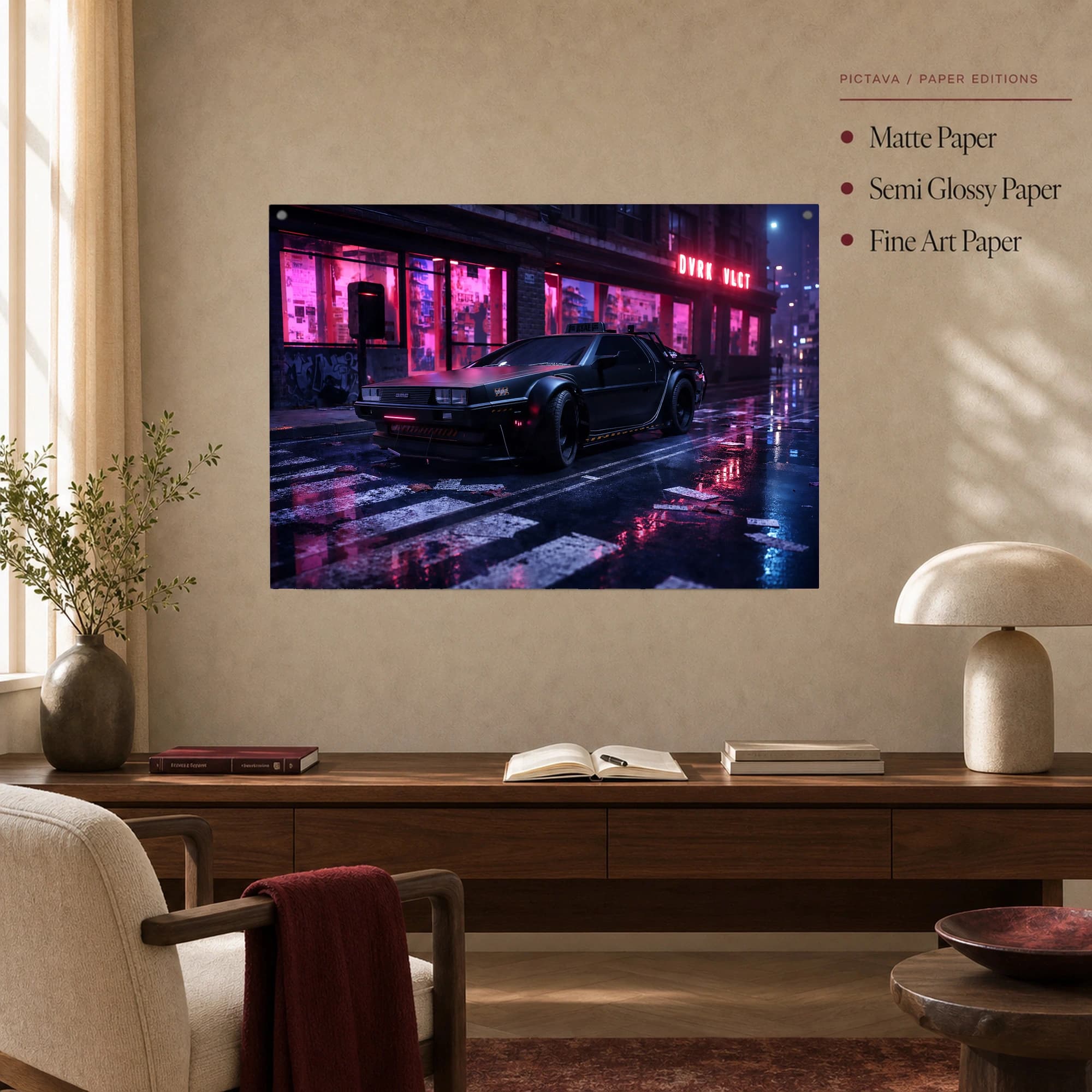 Cyberpunk Neon Car Night City Canvas Print, view 5
