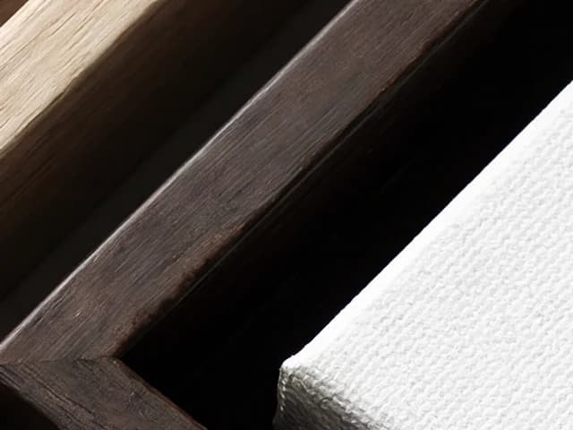 Espresso pinewood float frame material close-up