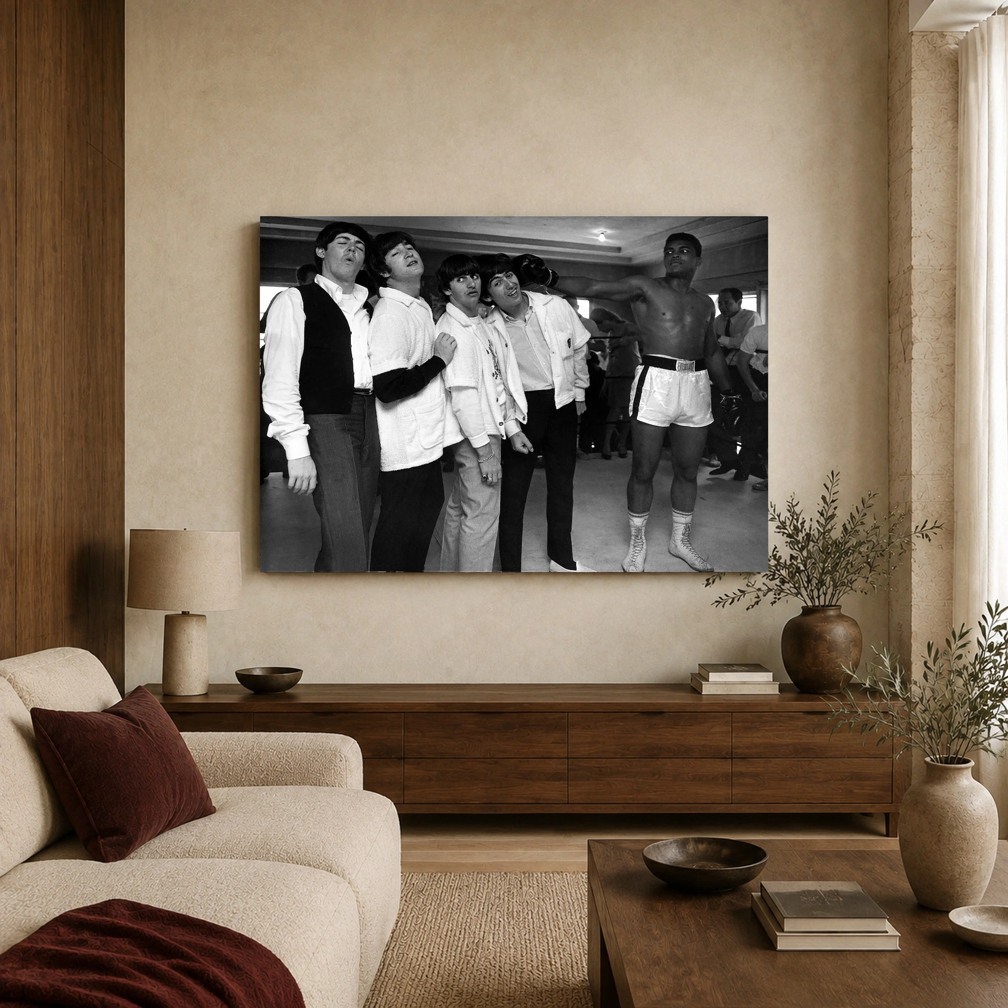 The Beatles and Muhammad Ali Historic Photo Canvas, view 3