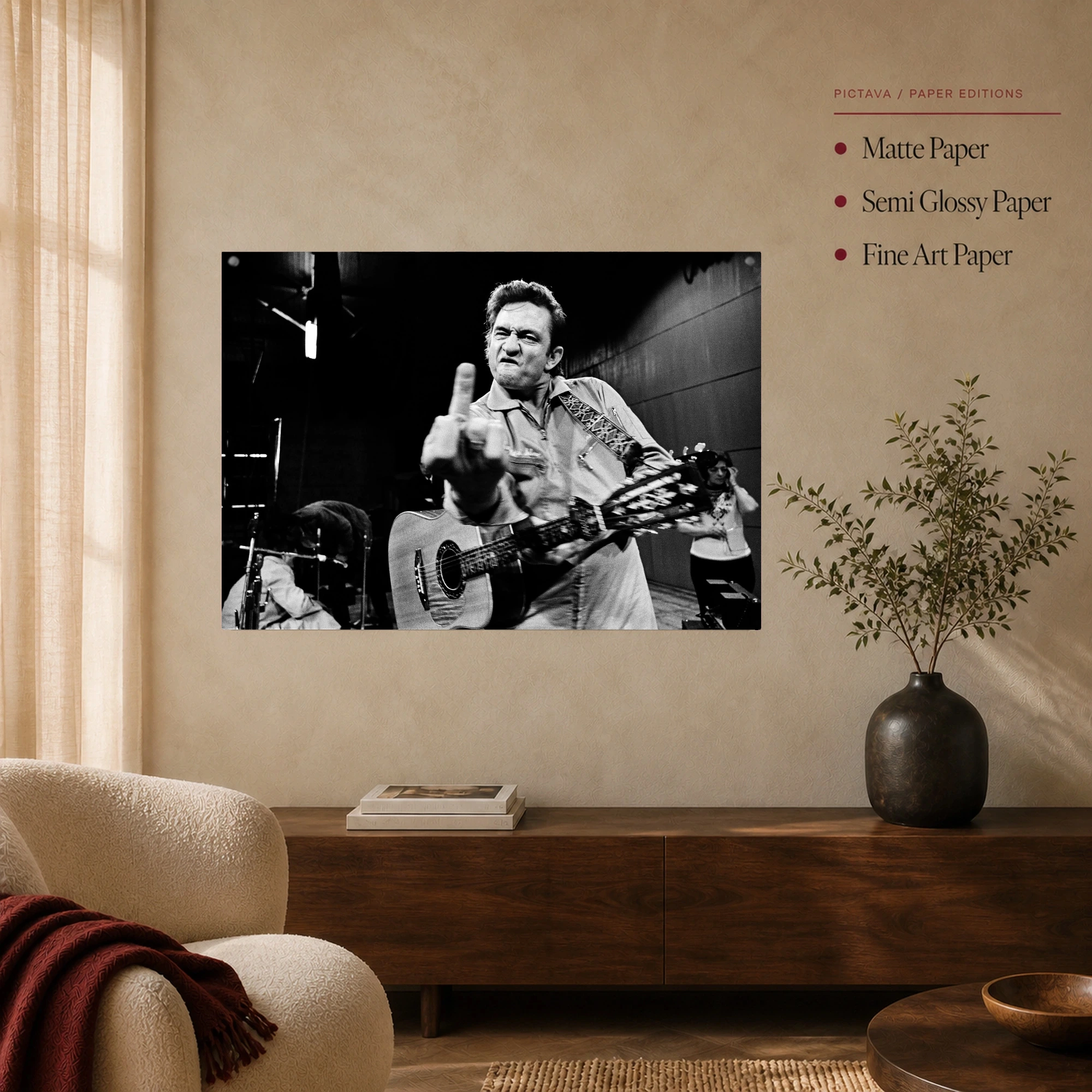 Johnny Cash San Quentin Black and White Photo Print, view 4