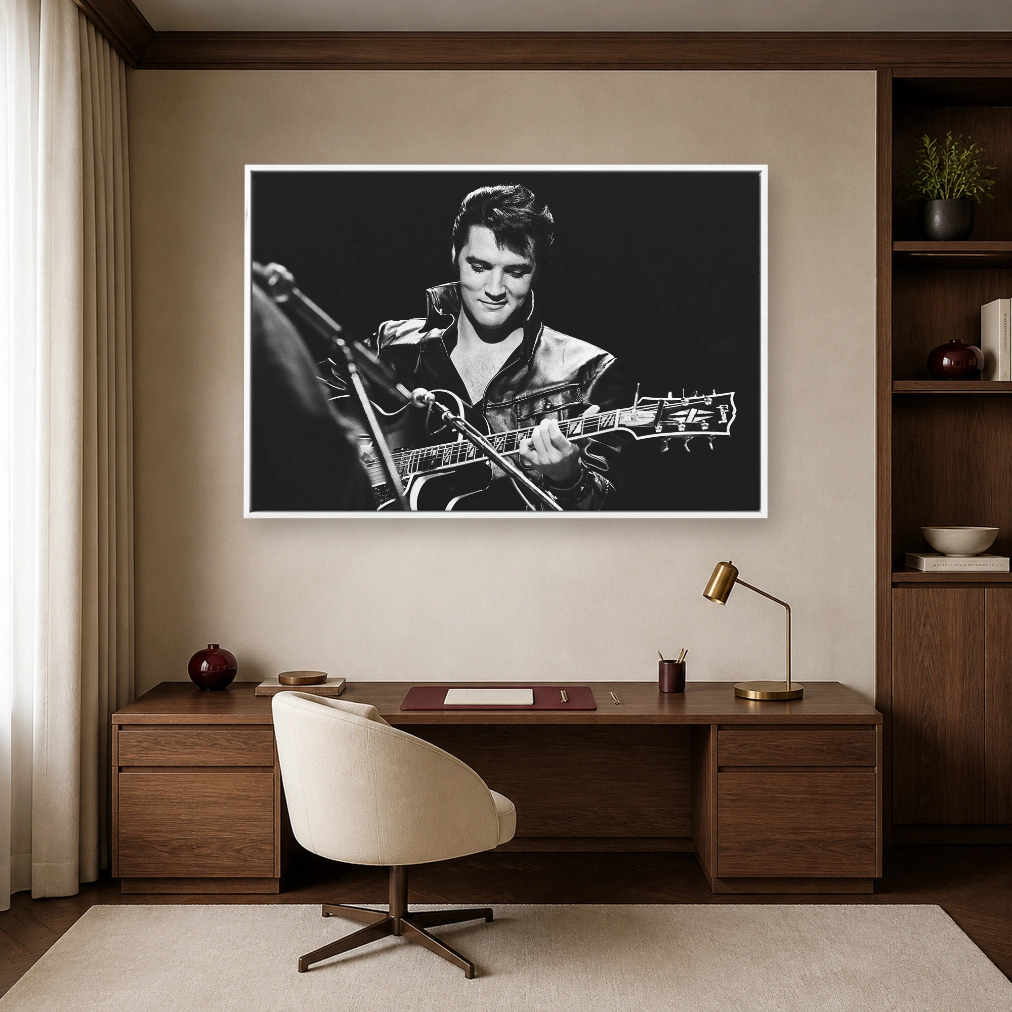 Elvis Presley Vintage Black Leather Guitar Wall Art Print, view 5