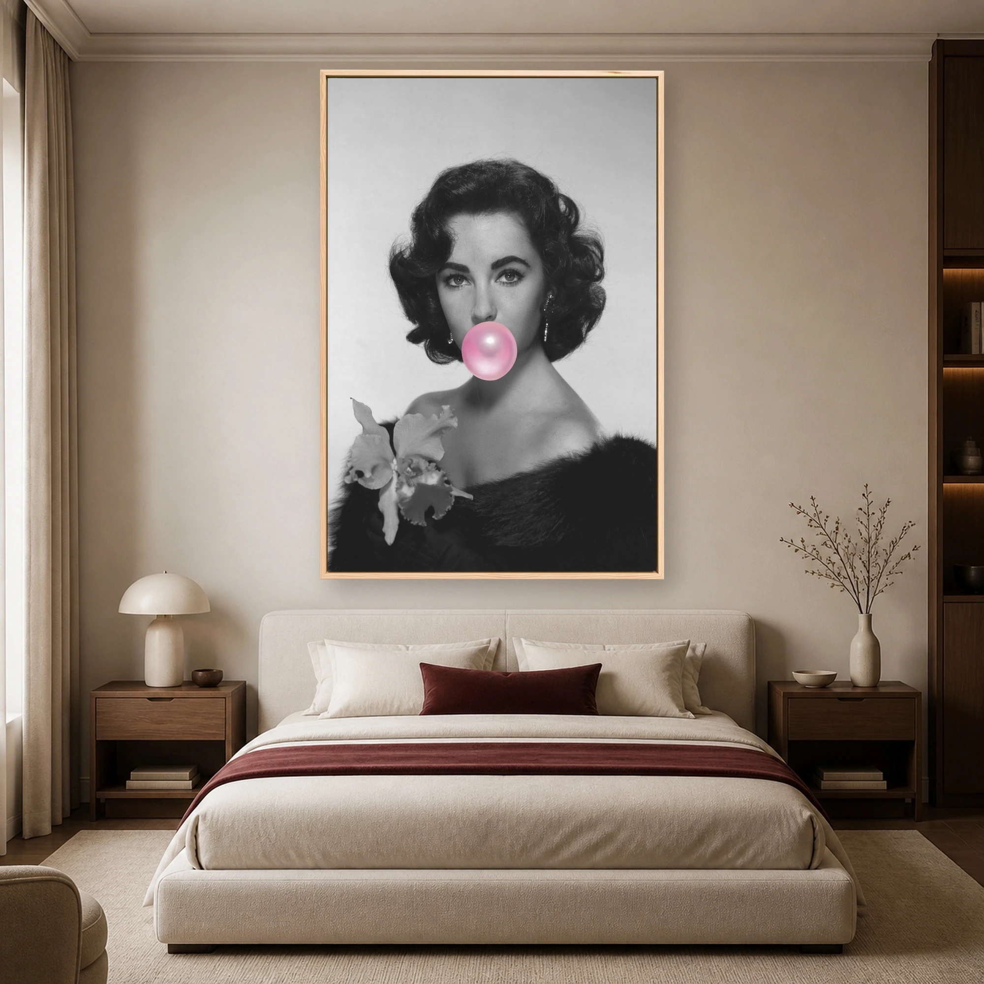 Elizabeth Taylor Classic Hollywood Glamour Pink Bubblegum Wall Art, view 5