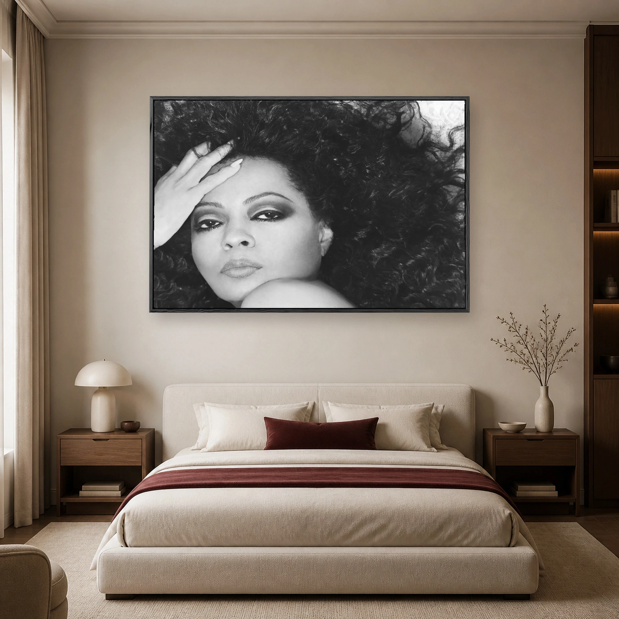 Diana Ross Black and White Portrait Wall Art, view 4