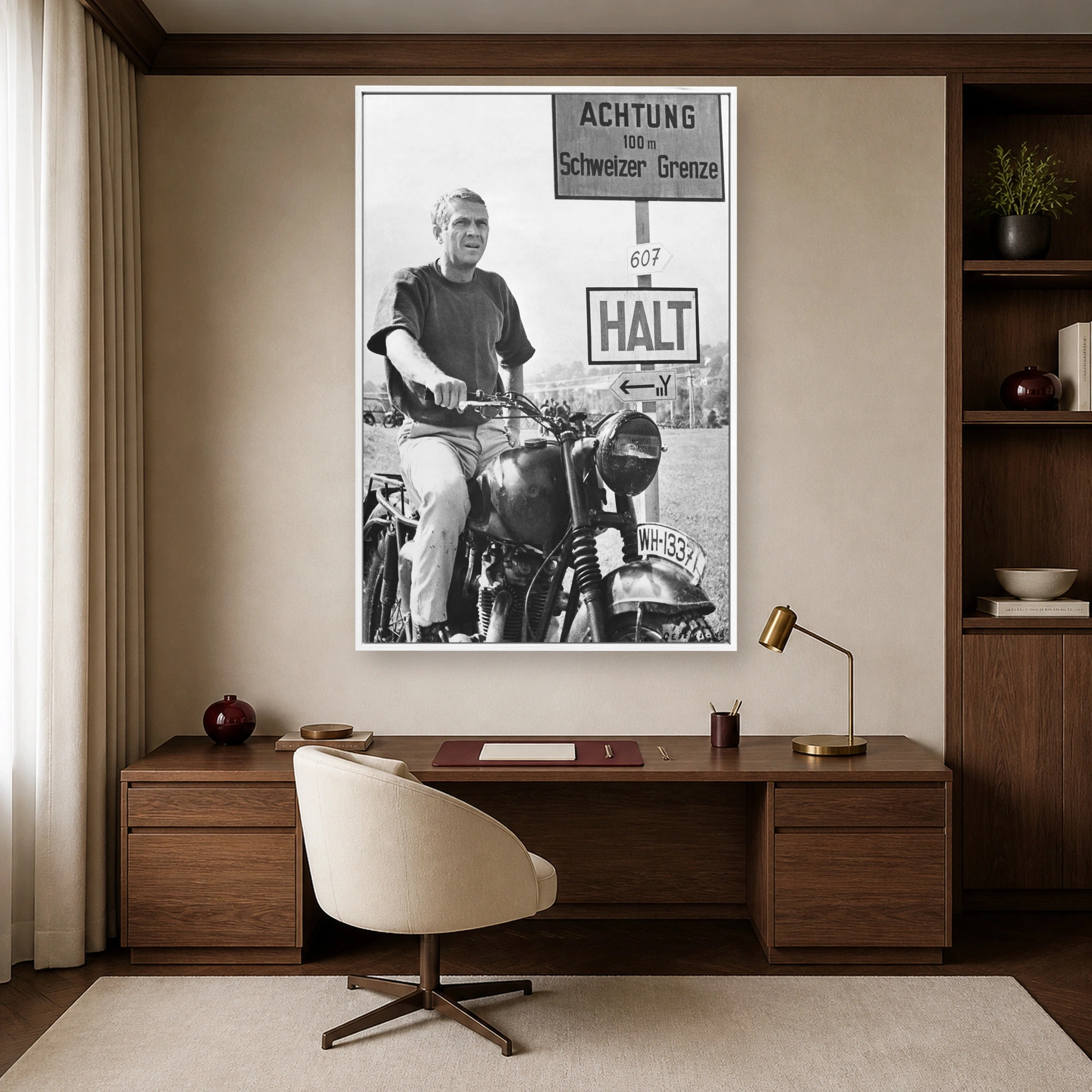 Steve McQueen The Great Escape Motorcycle Vintage Wall Art, view 4