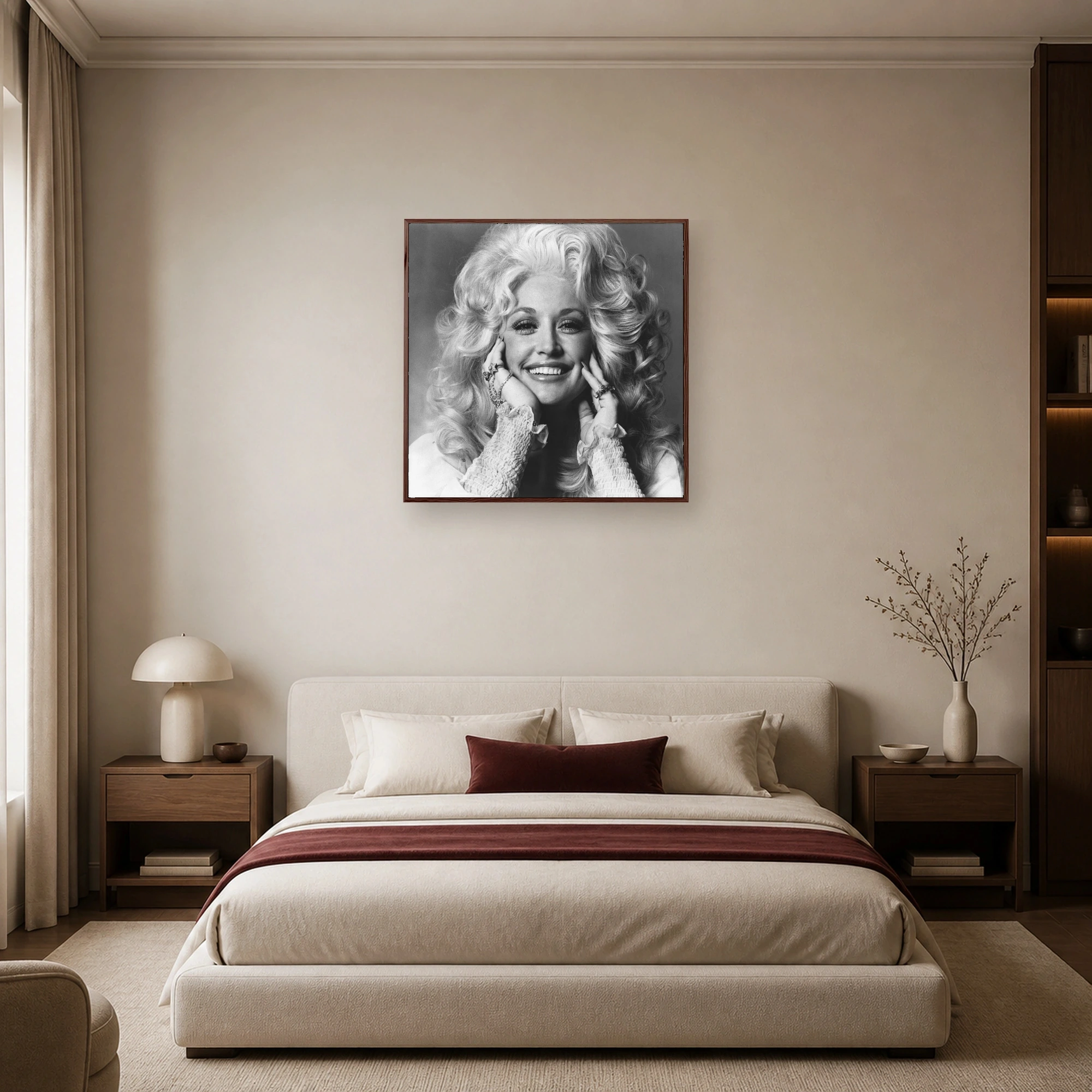 Dolly Parton Iconic Monochrome Portrait Wall Art, view 6