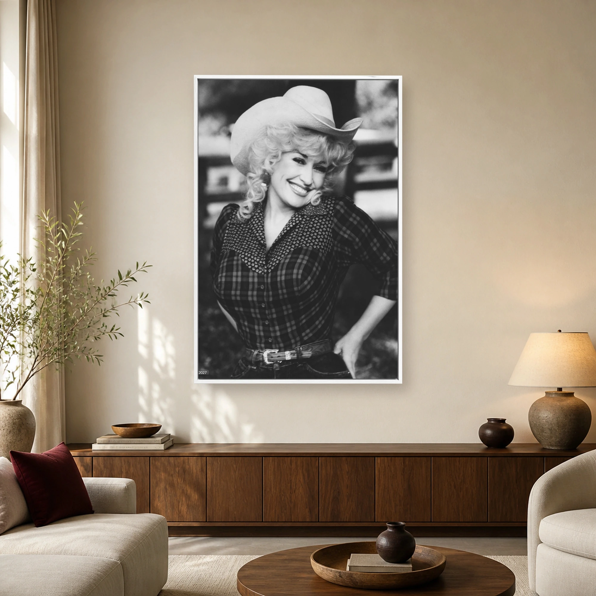 Dolly Parton Vintage Country Portrait Black and White Wall Art, view 2