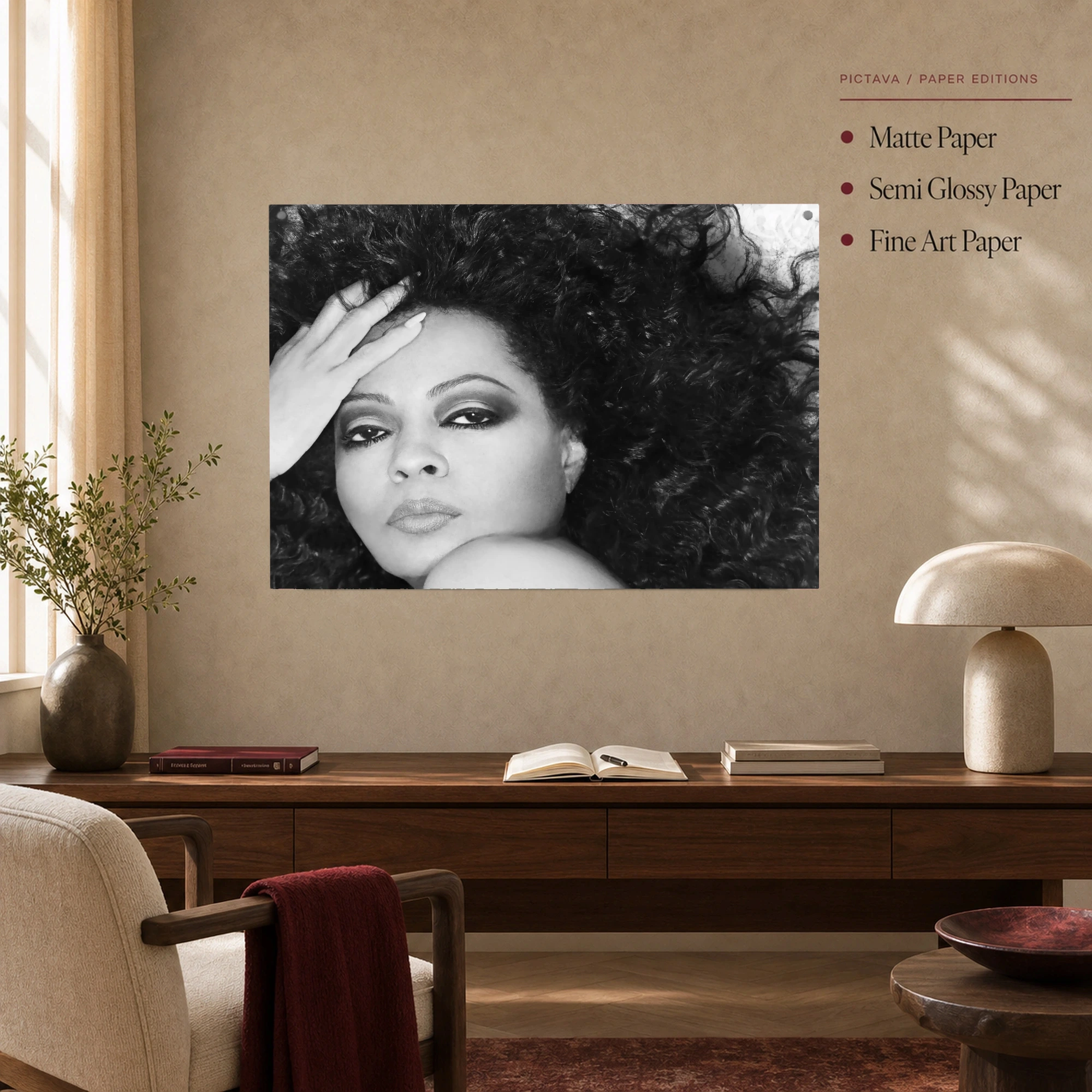 Diana Ross Black and White Portrait Wall Art, view 3