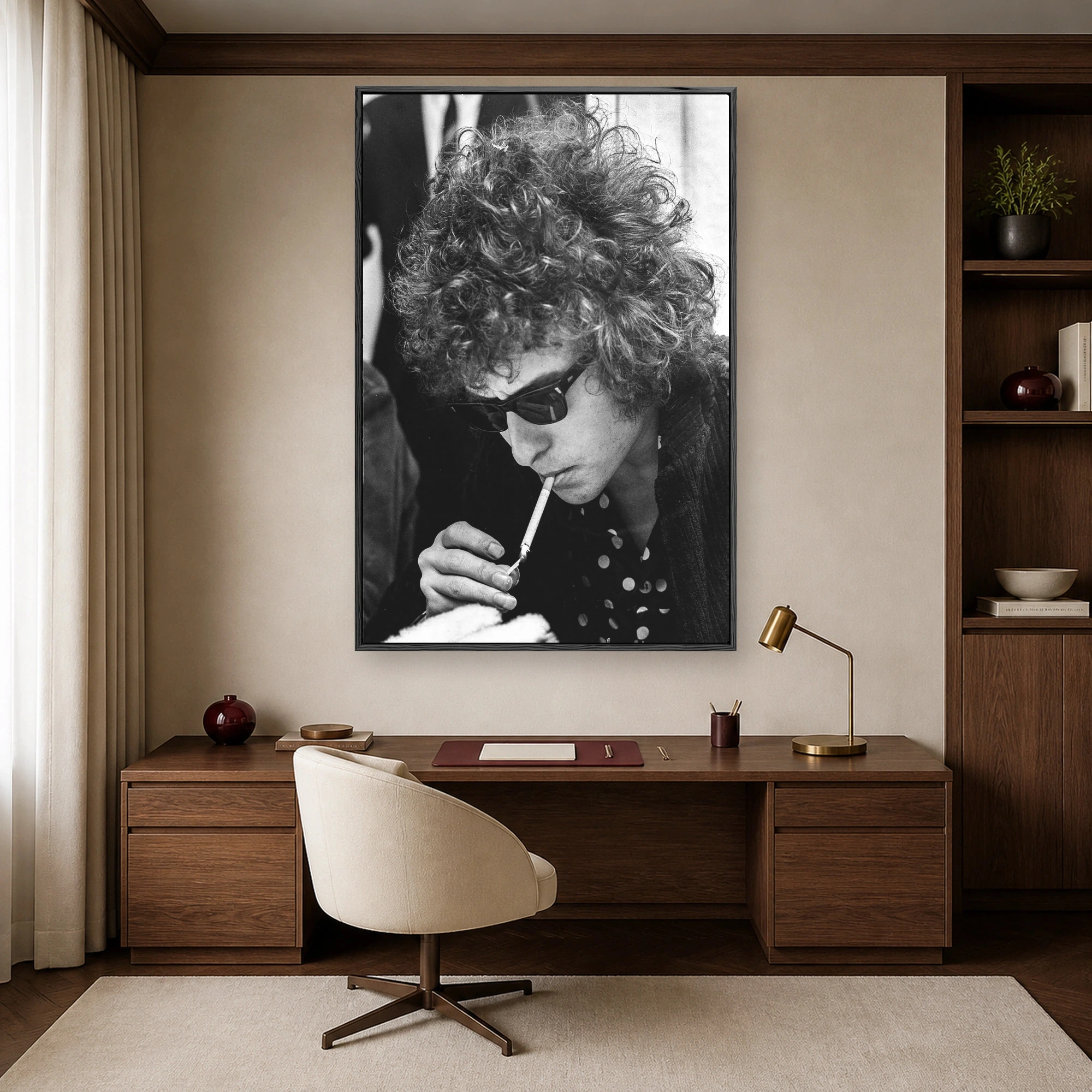 Bob Dylan Vintage Black and White Portrait Wall Art Print, view 6