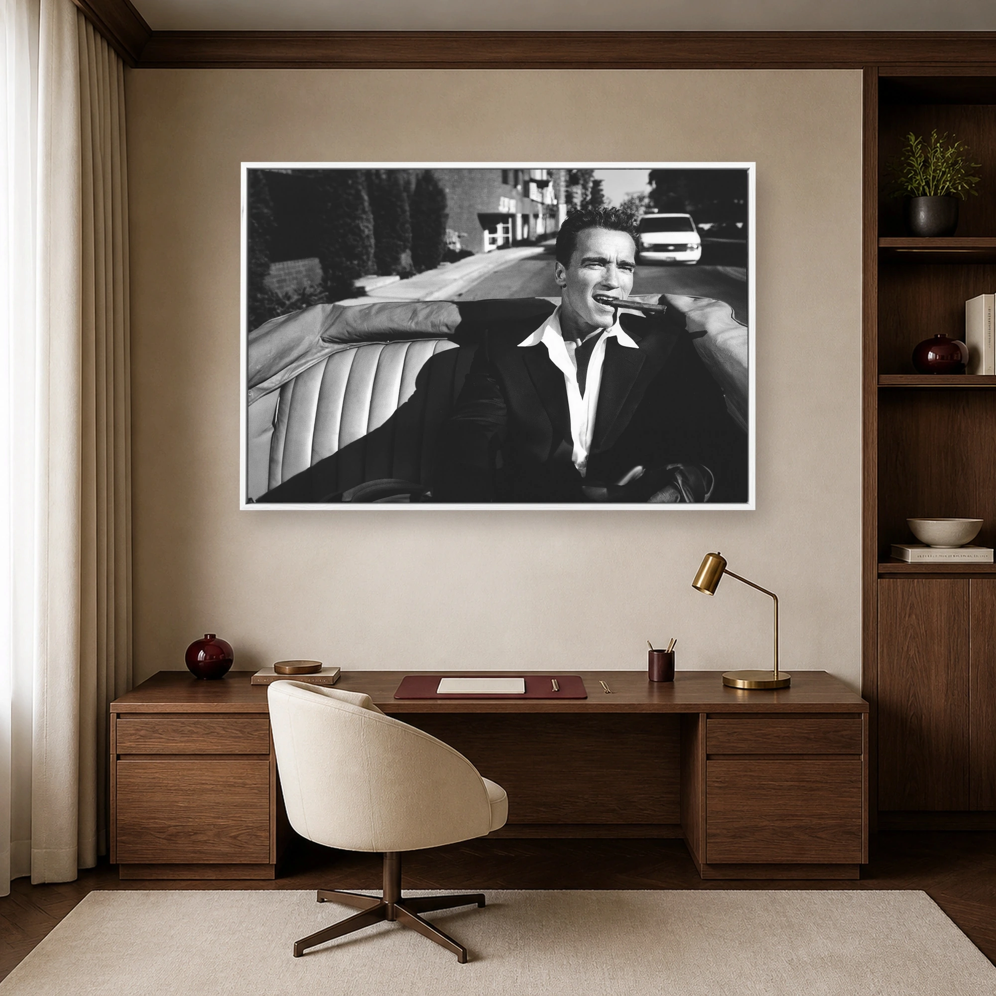Arnold Schwarzenegger Vintage Cigar Portrait Wall Art, view 6