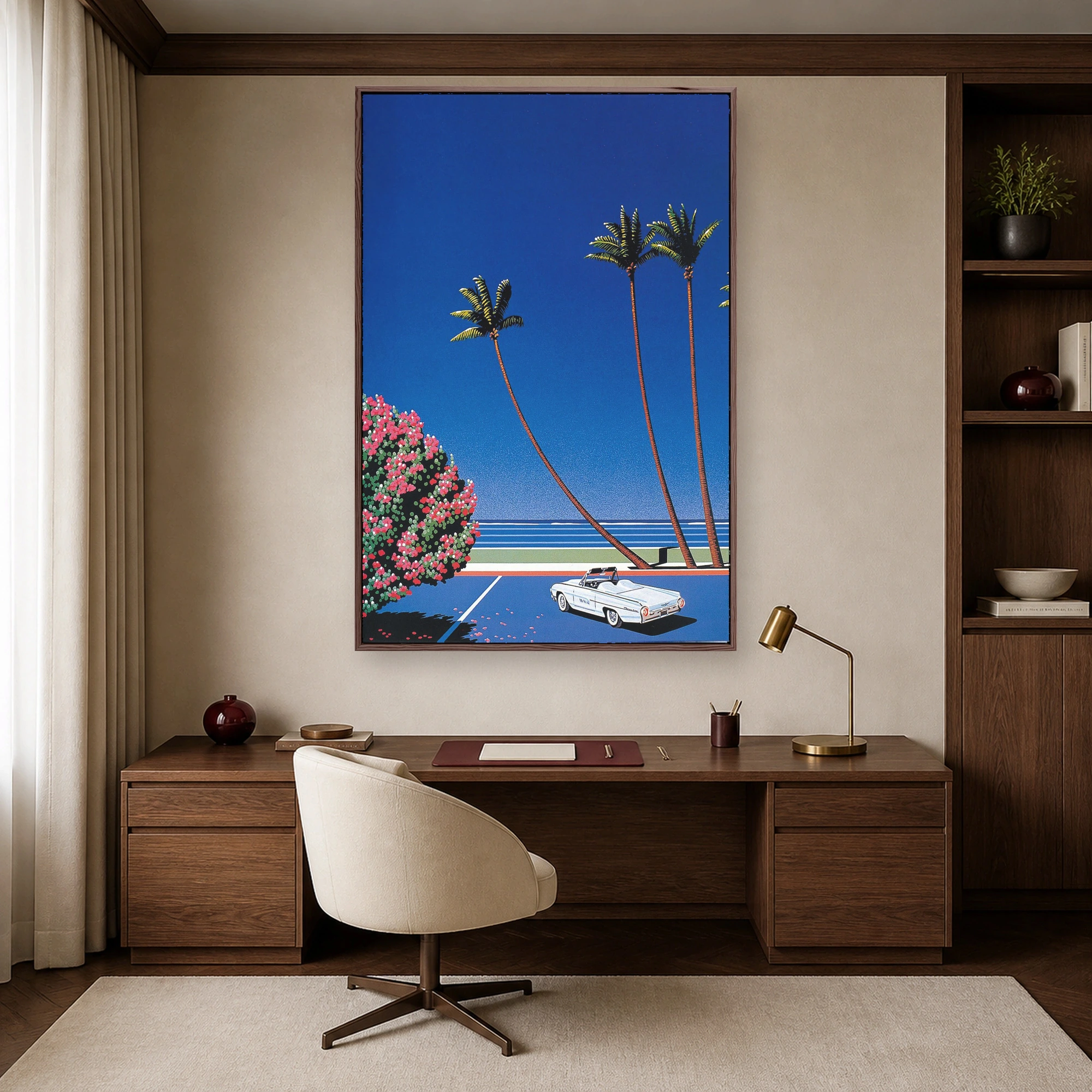 Retro Coastal Boulevard City Pop Canvas Art Print, view 5