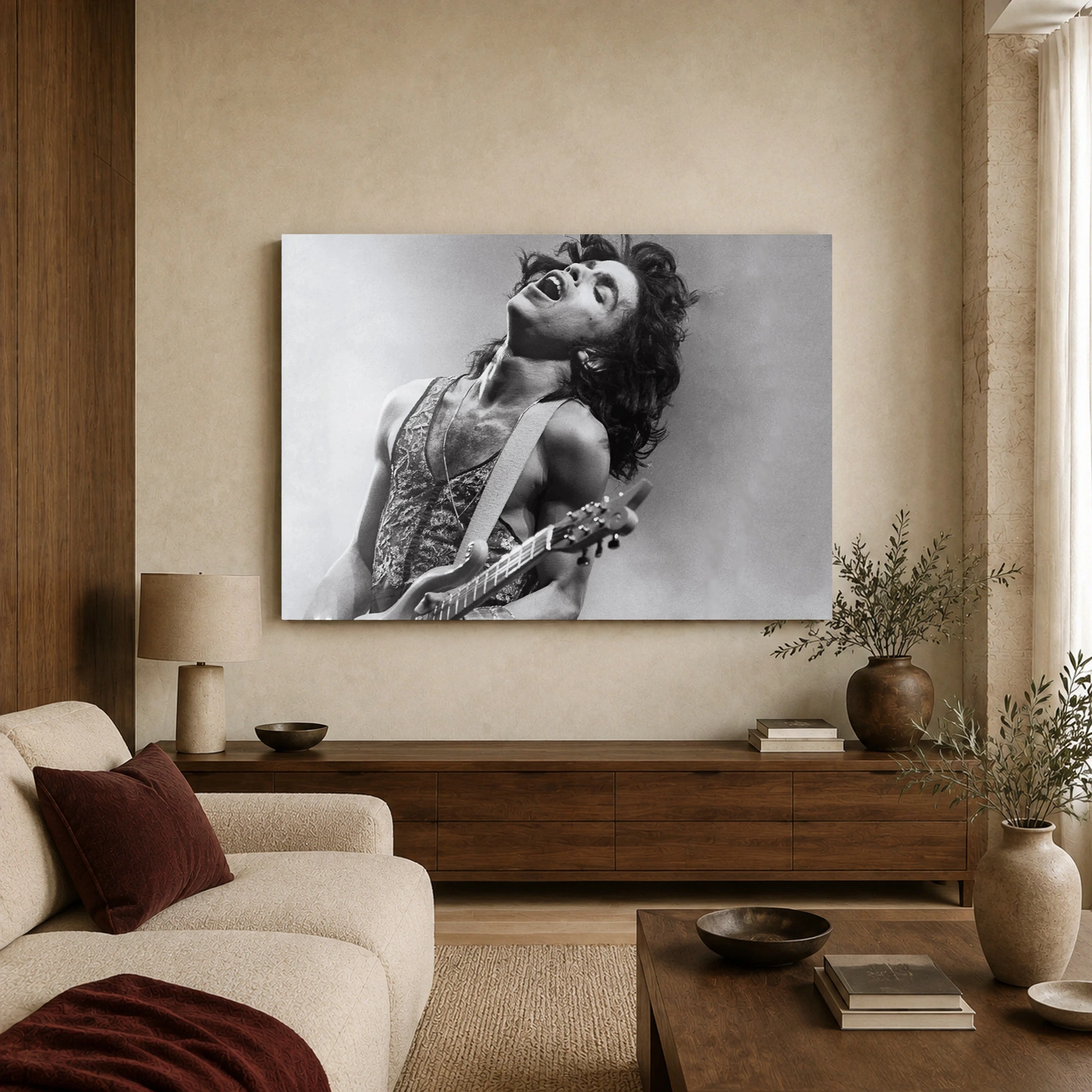 Prince Live Monochrome Guitar Performance Canvas Wall Art, view 3