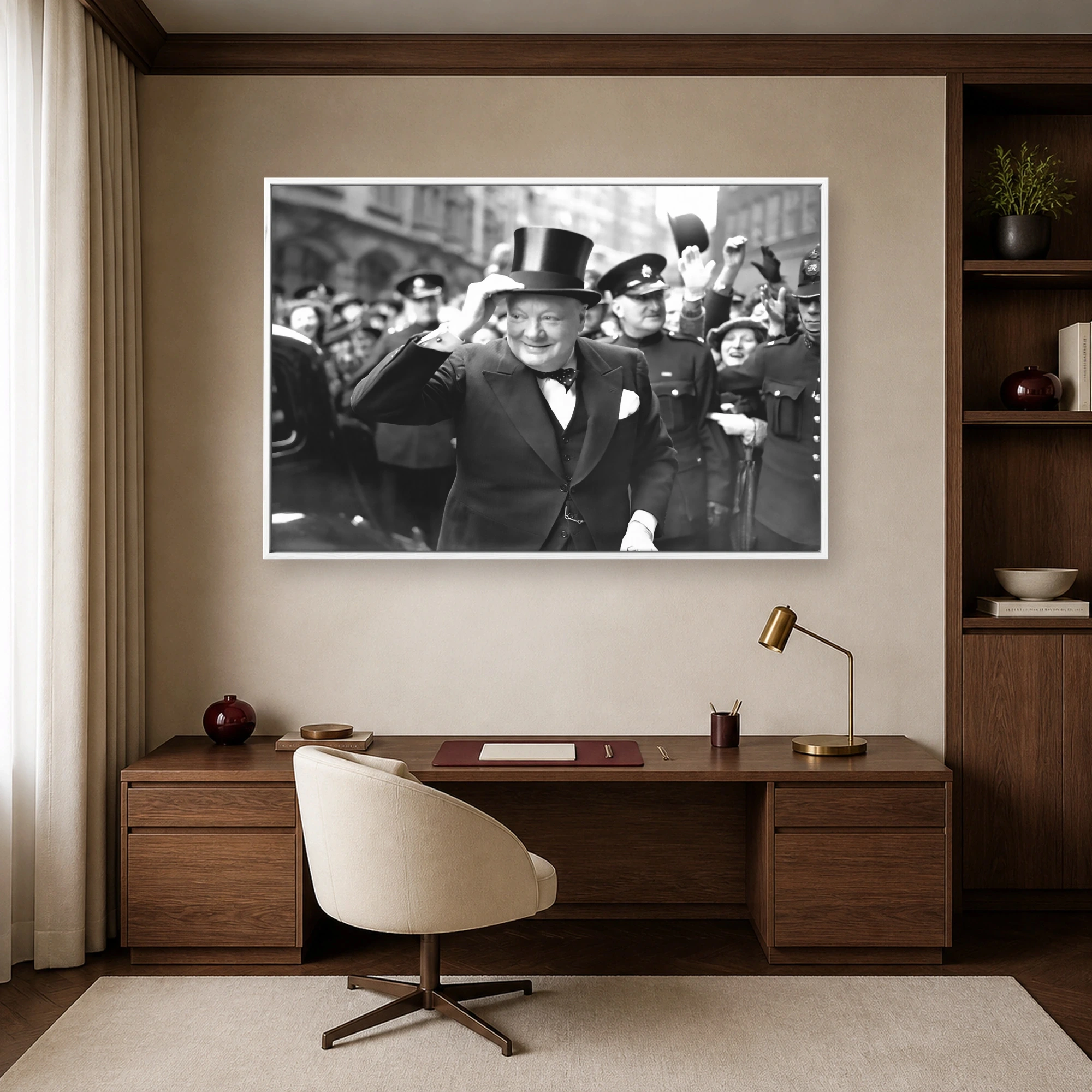 Winston Churchill Tipping Top Hat Historic Black and White Print, view 6