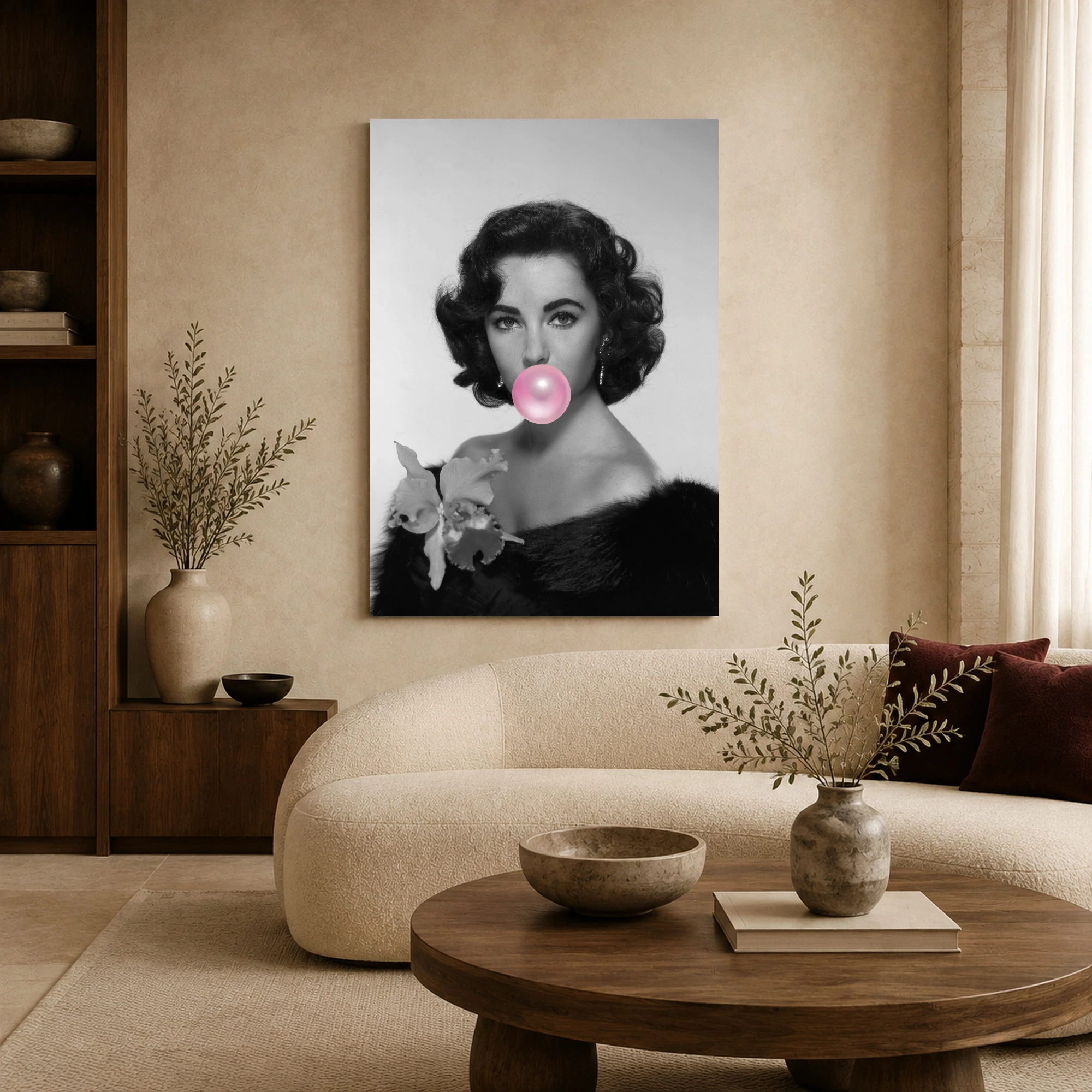 Elizabeth Taylor Classic Hollywood Glamour Pink Bubblegum Wall Art, view 6