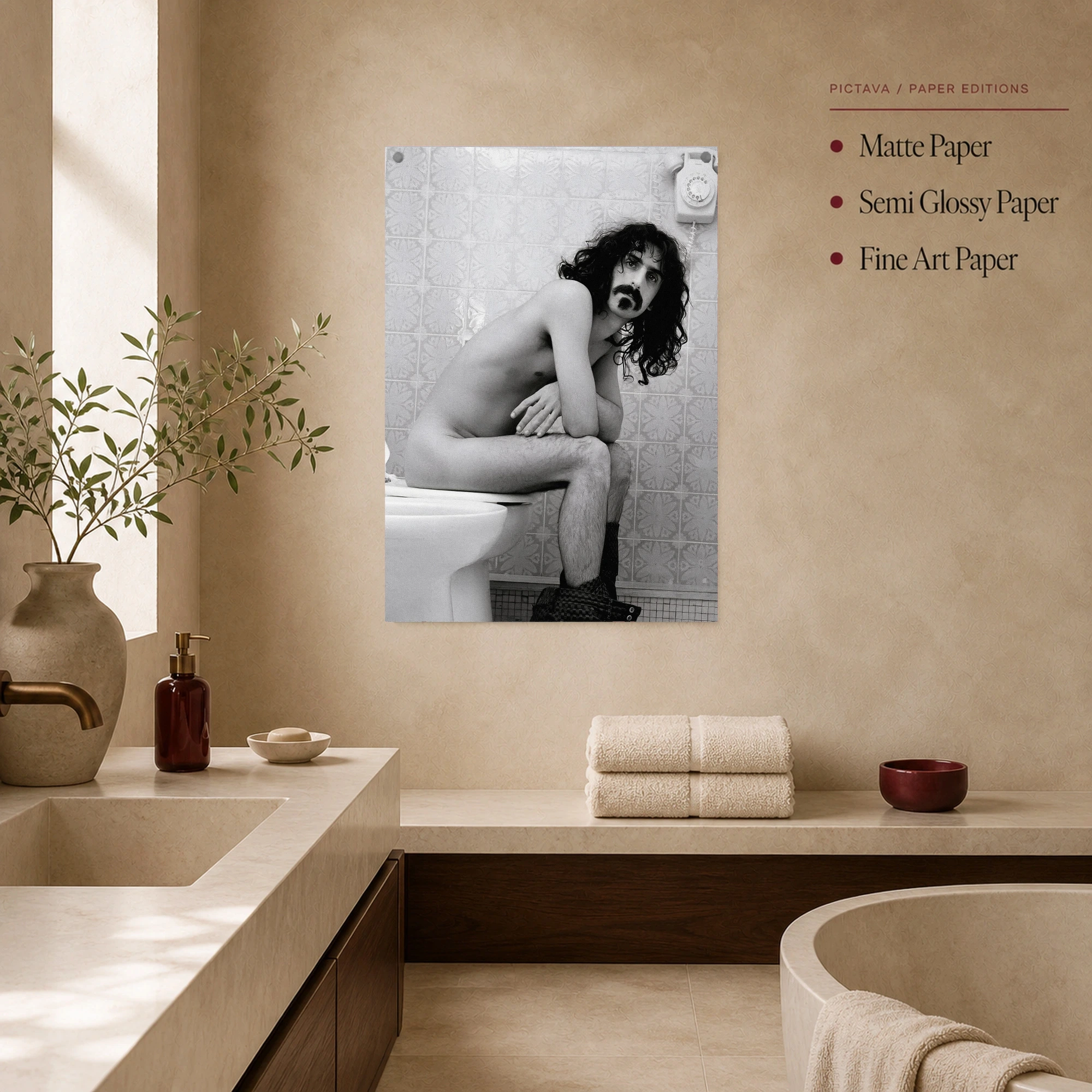 Frank Zappa Vintage Black and White Wall Art Print, view 3