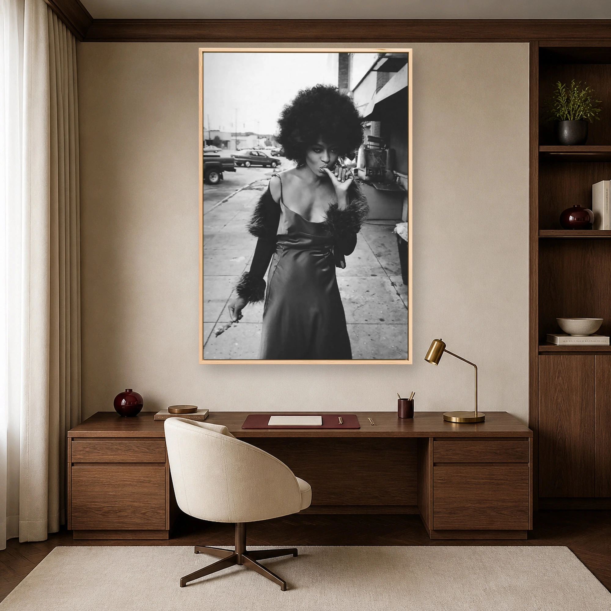 Diana Ross Retro Street Glamour Black & White Portrait Art Print, view 6