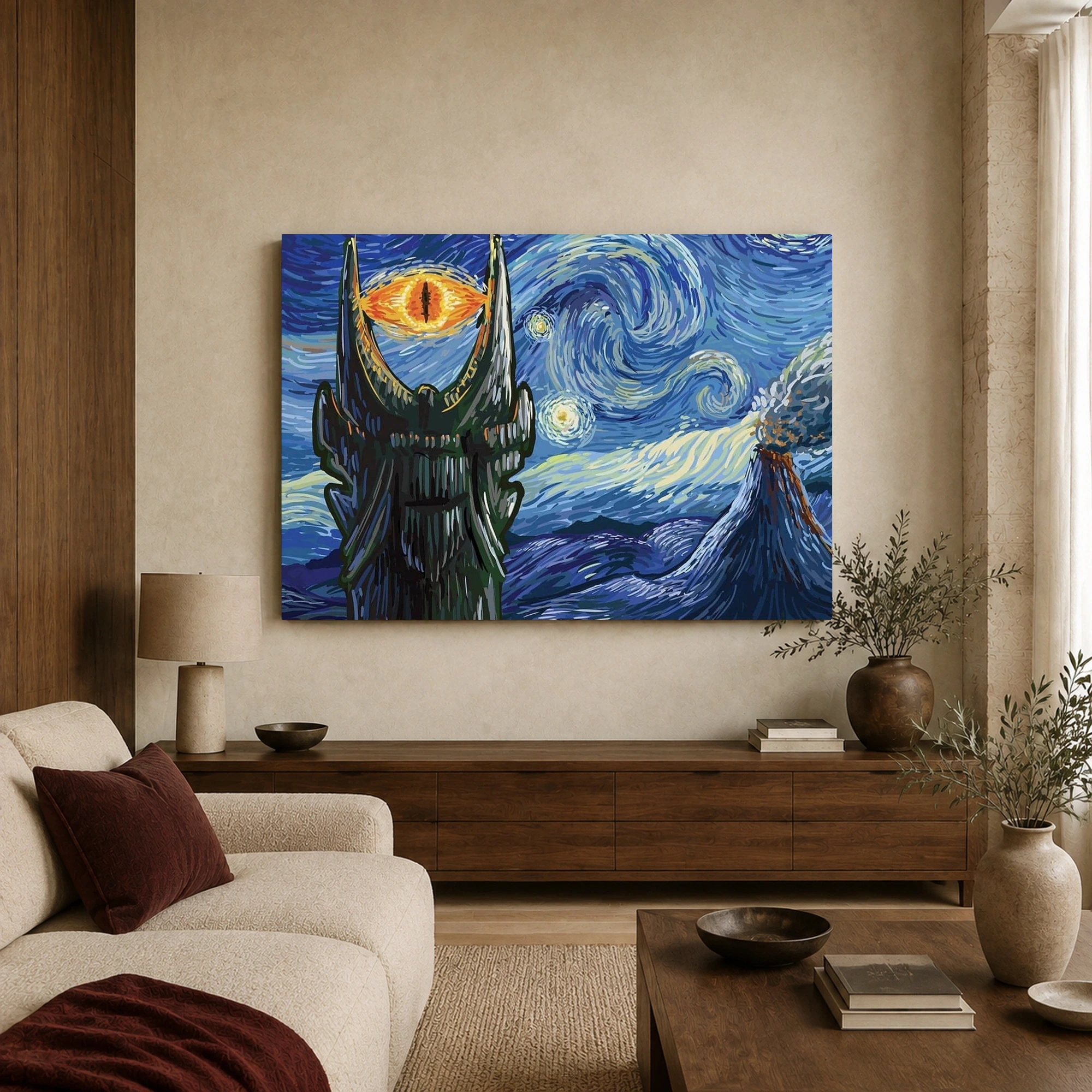Starry Night Over Mordor Wall Art Canvas Print & Fine Art Poster, view 2