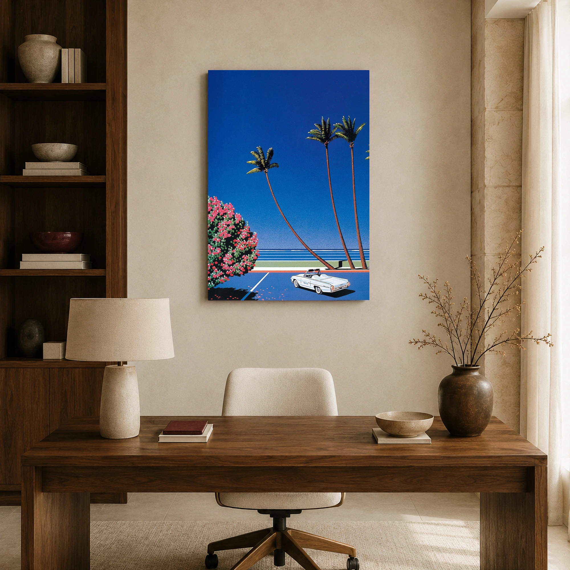 Retro Coastal Boulevard City Pop Canvas Art Print, view 8