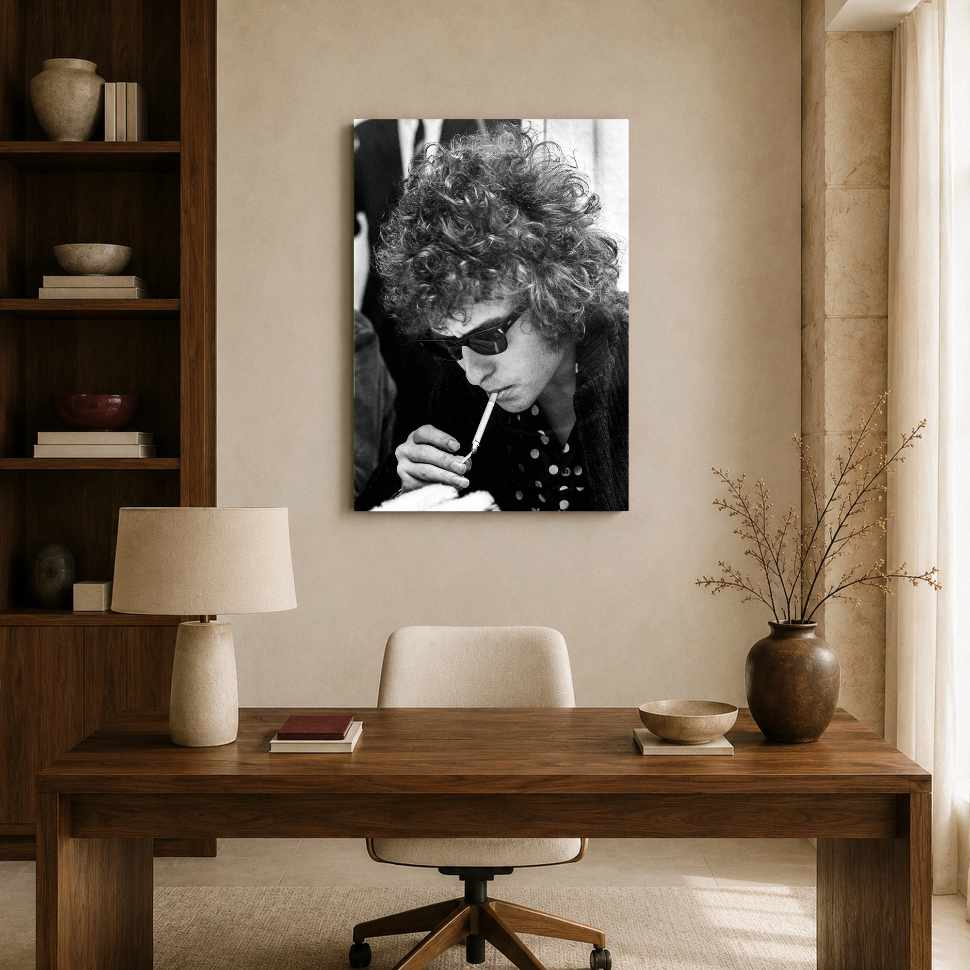 Bob Dylan Vintage Black and White Portrait Wall Art Print, view 8