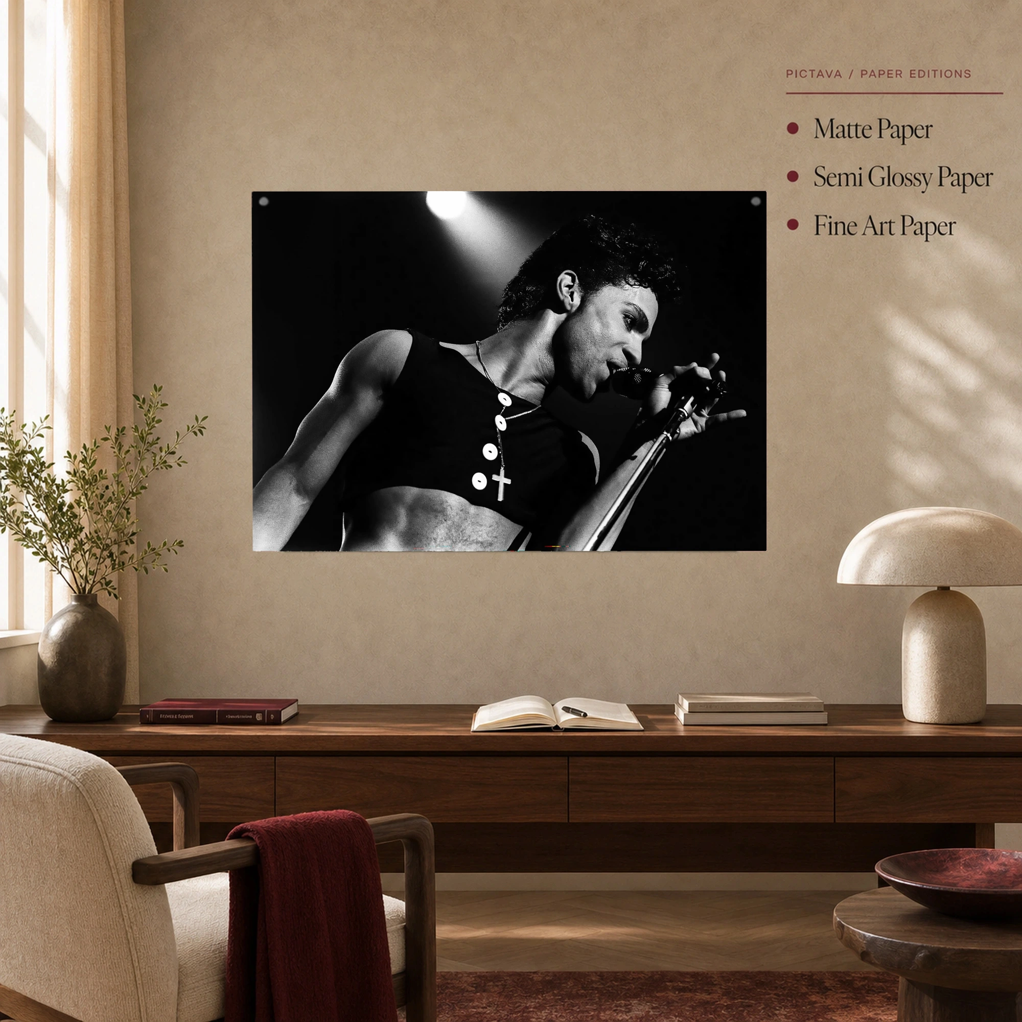 Prince Live Concert Black and White Wall Art, view 4