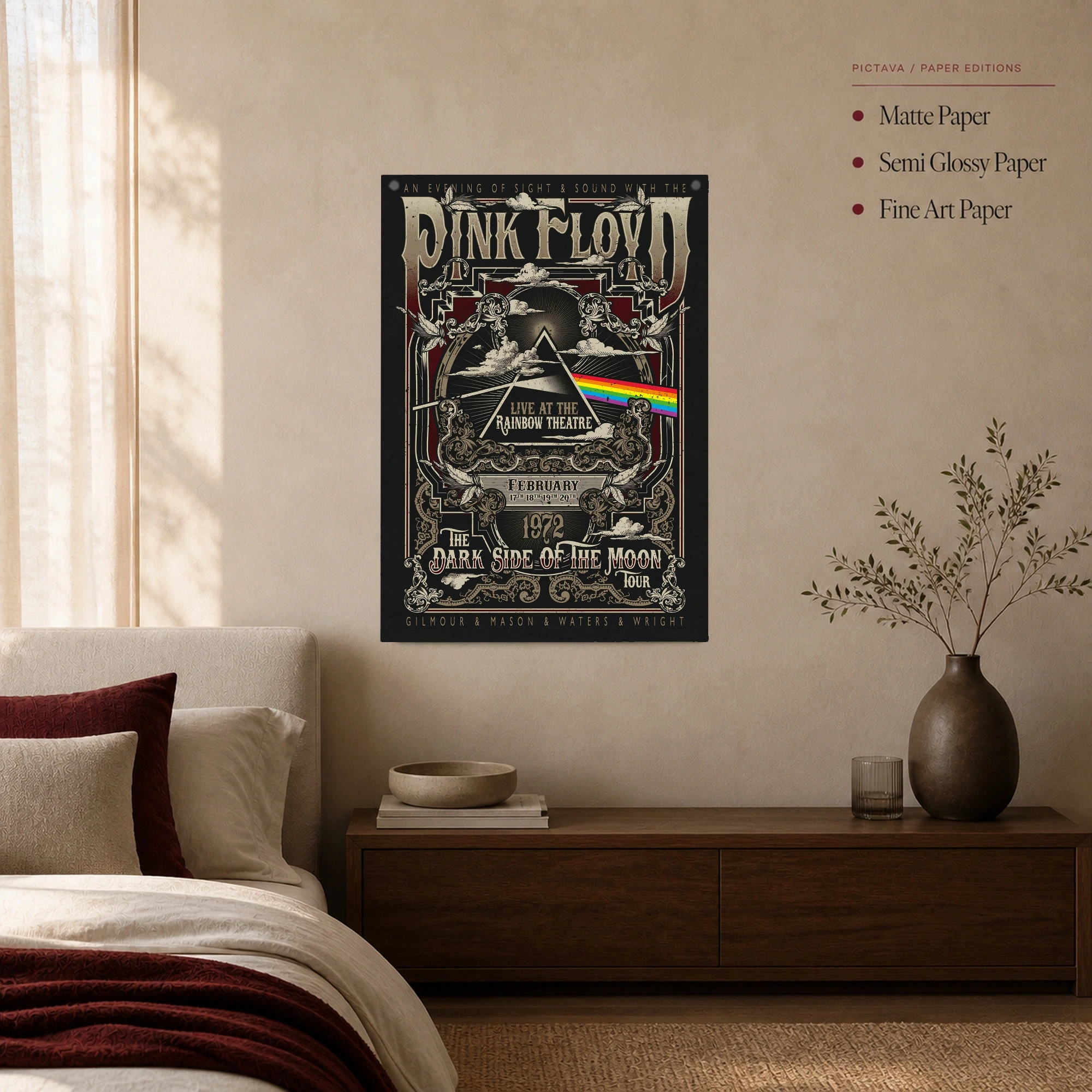 Pink Floyd Rainbow Theatre 1972 Vintage Concert Poster Wall Art, view 3