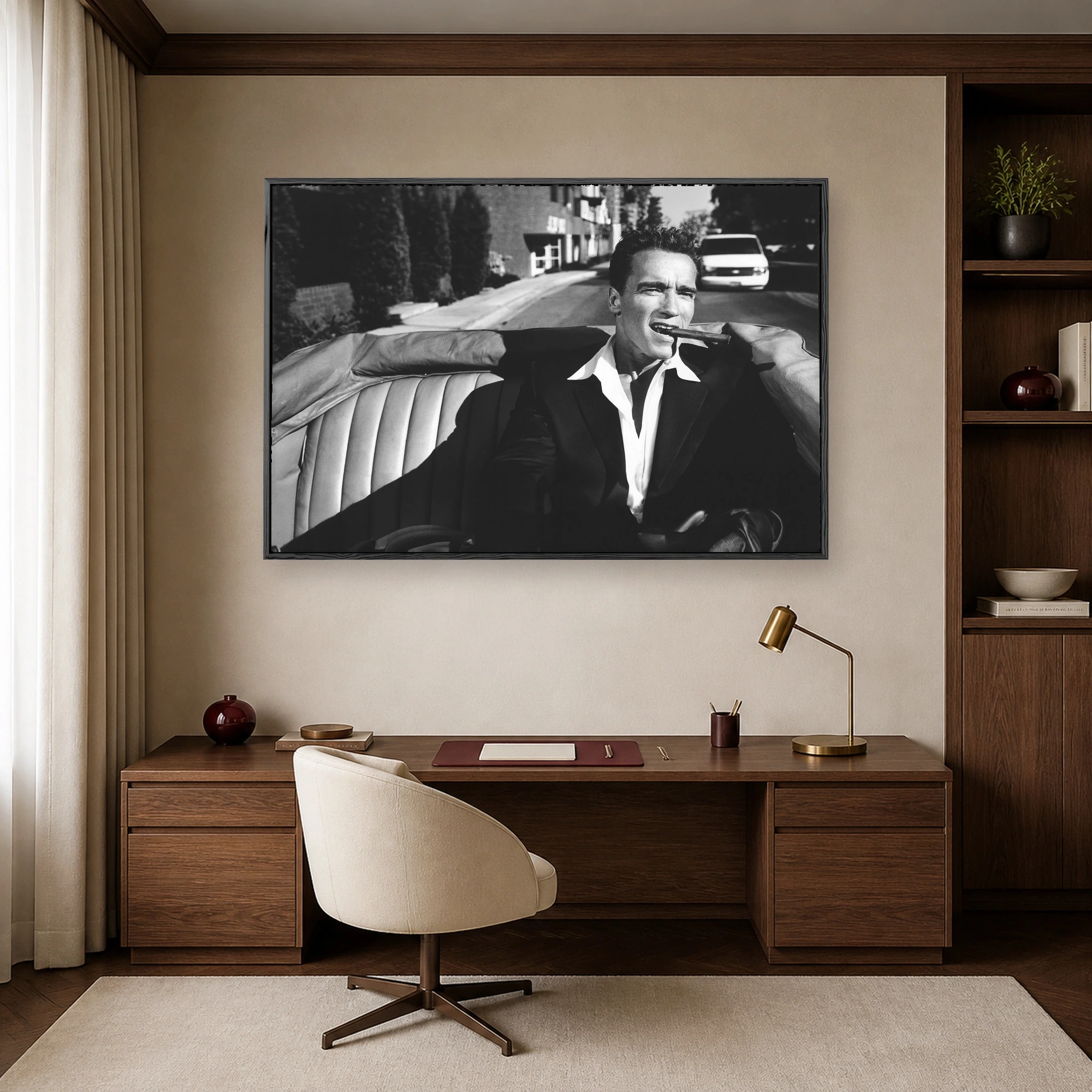 Arnold Schwarzenegger Vintage Cigar Portrait Wall Art, view 7