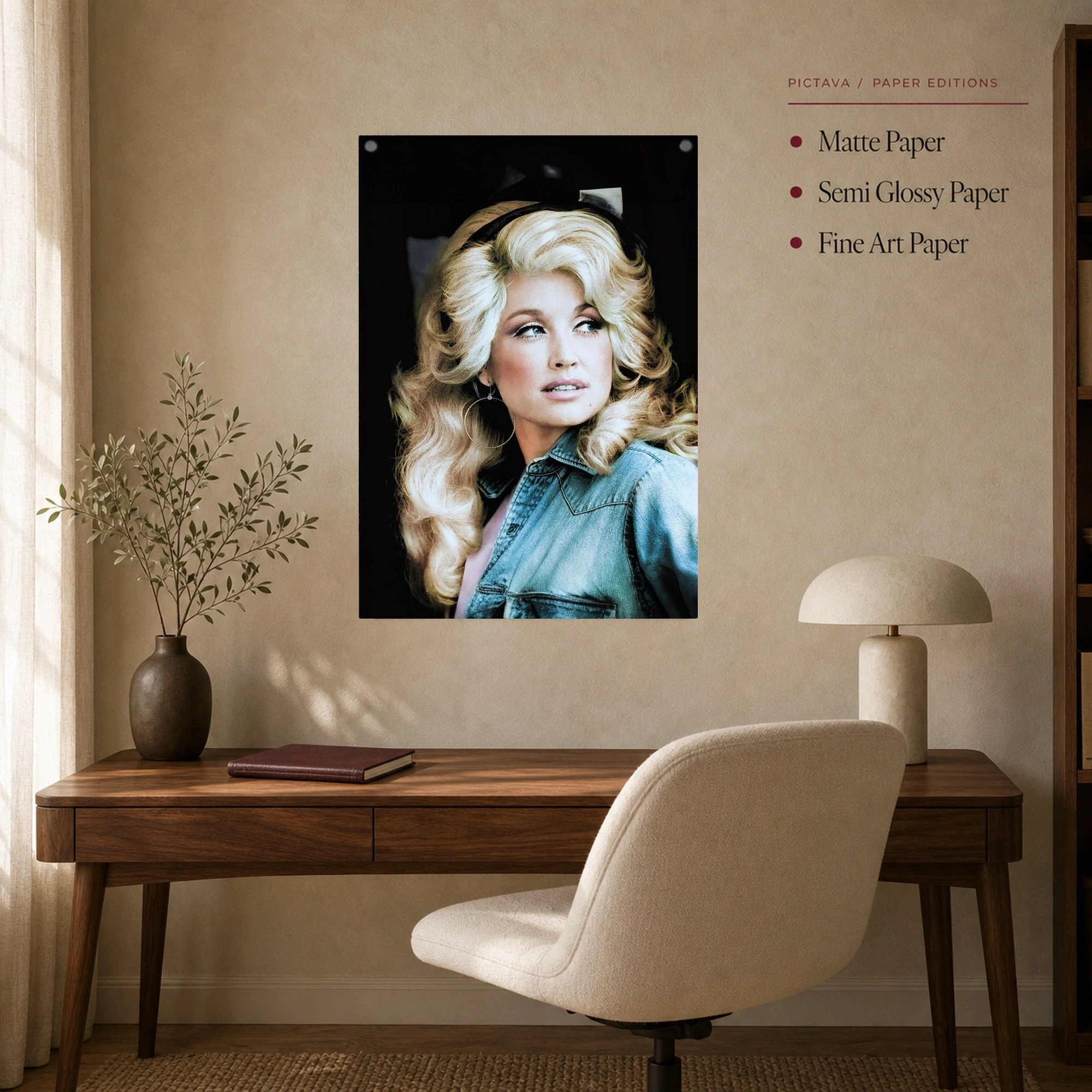Dolly Parton Vintage Denim Portrait Canvas Print, view 7
