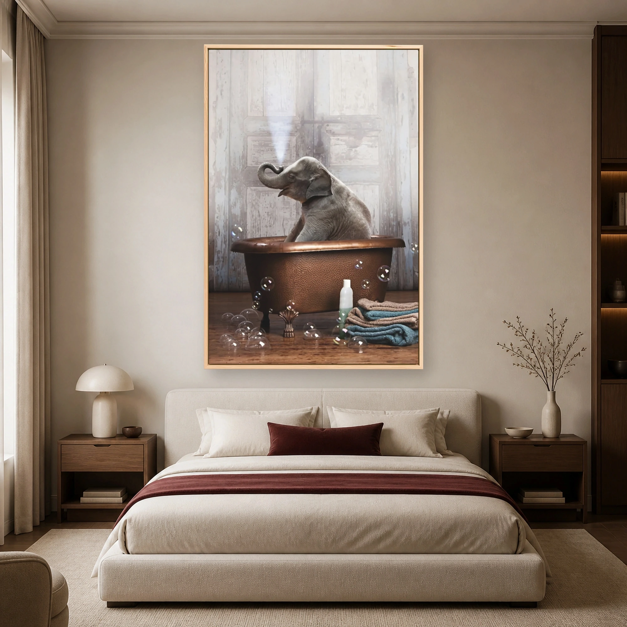 Baby Elephant Bath Time Canvas Print & Framed Art, view 5