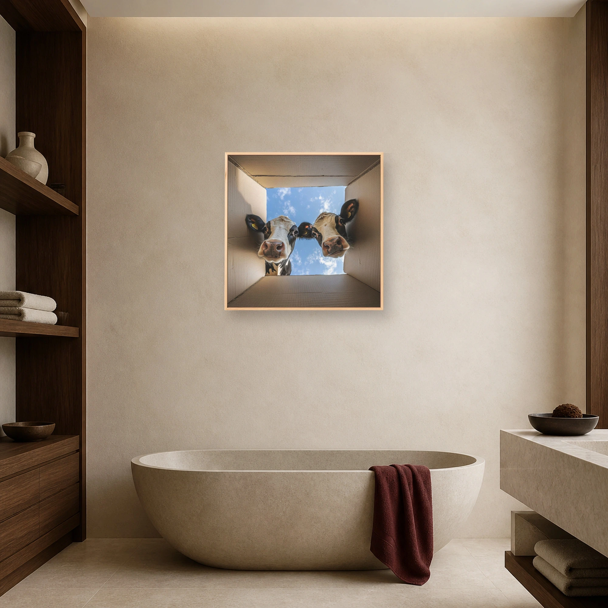 Curious Cows Looking Into Box Wall Art Canvas Print, view 8