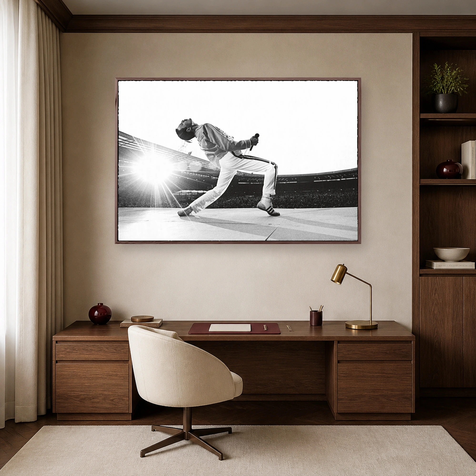 Freddie Mercury Stadium Concert Black and White Wall Art, view 5