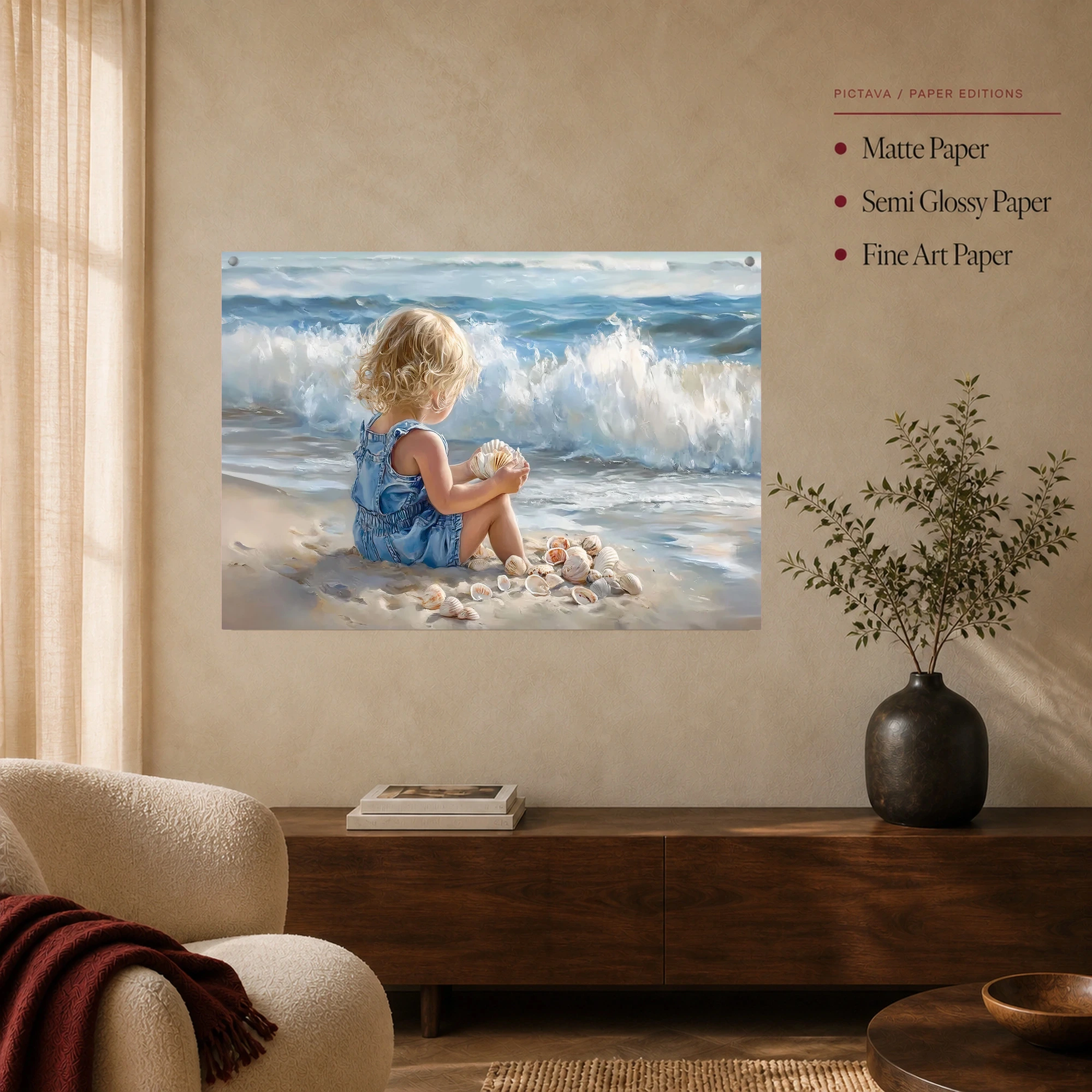 Little Shell Collector Beach Canvas Art Print, view 6
