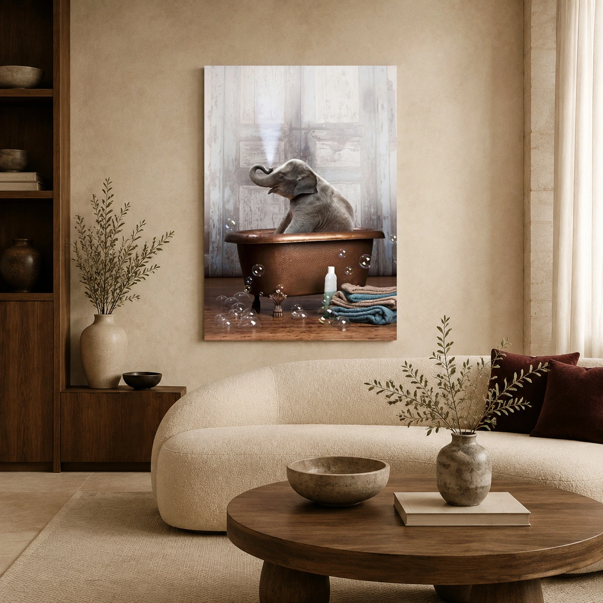 Baby Elephant Bath Time Canvas Print & Framed Art, view 6