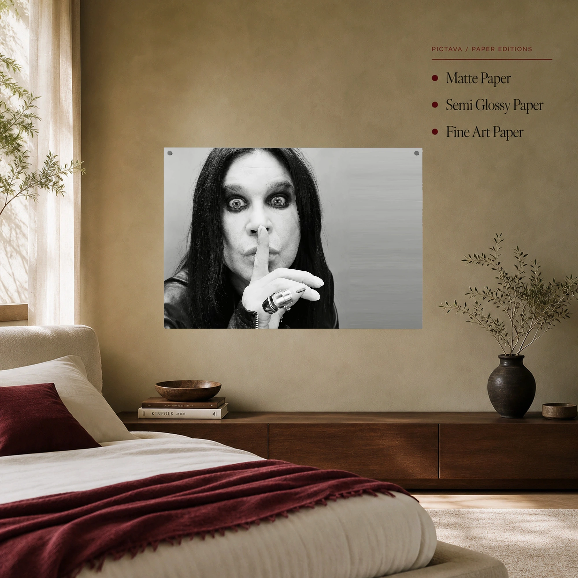 Ozzy Osbourne Hush Black and White Music Legend Wall Art, view 7