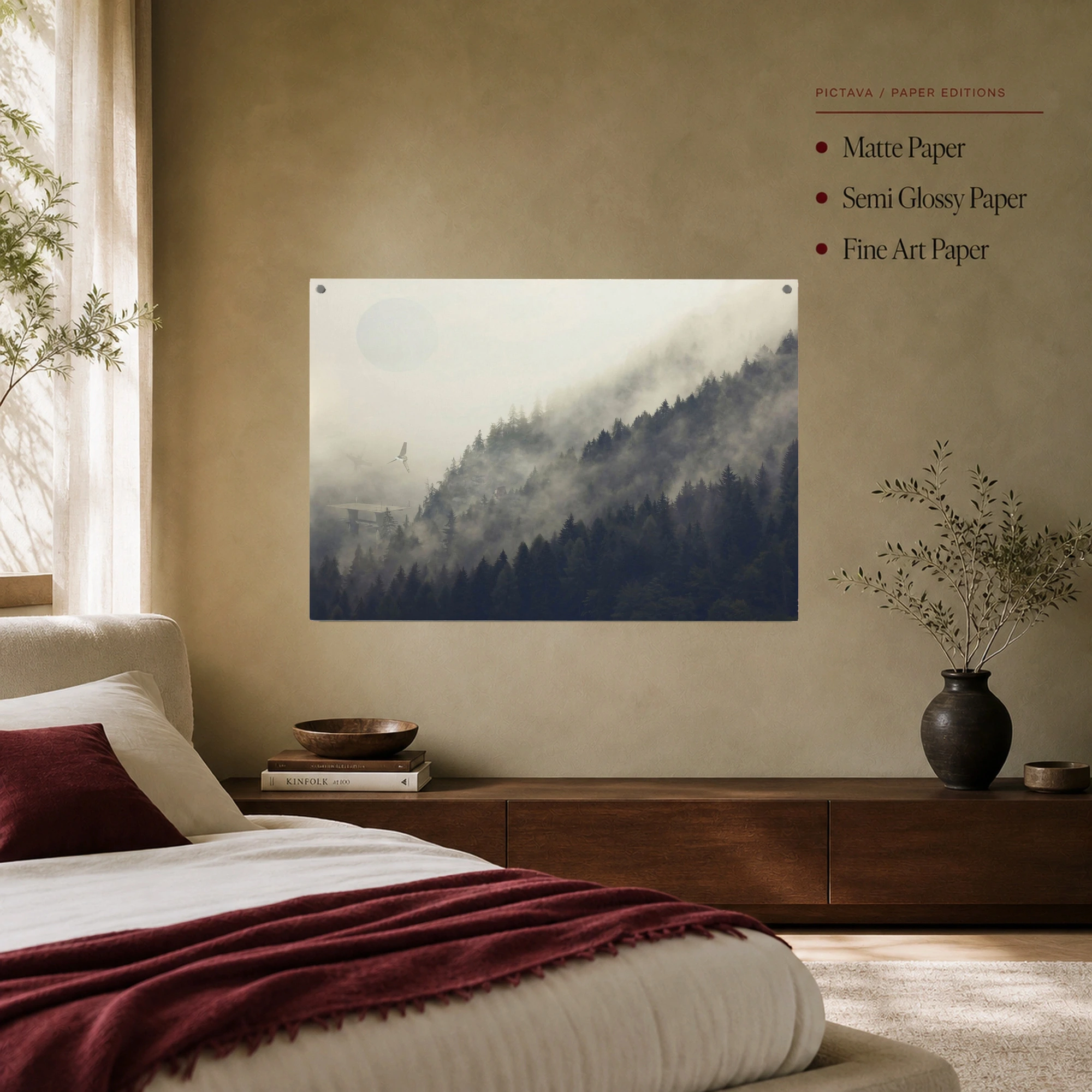 Misty Forest Sci-Fi Shuttle Landscape Canvas Wall Art, view 8