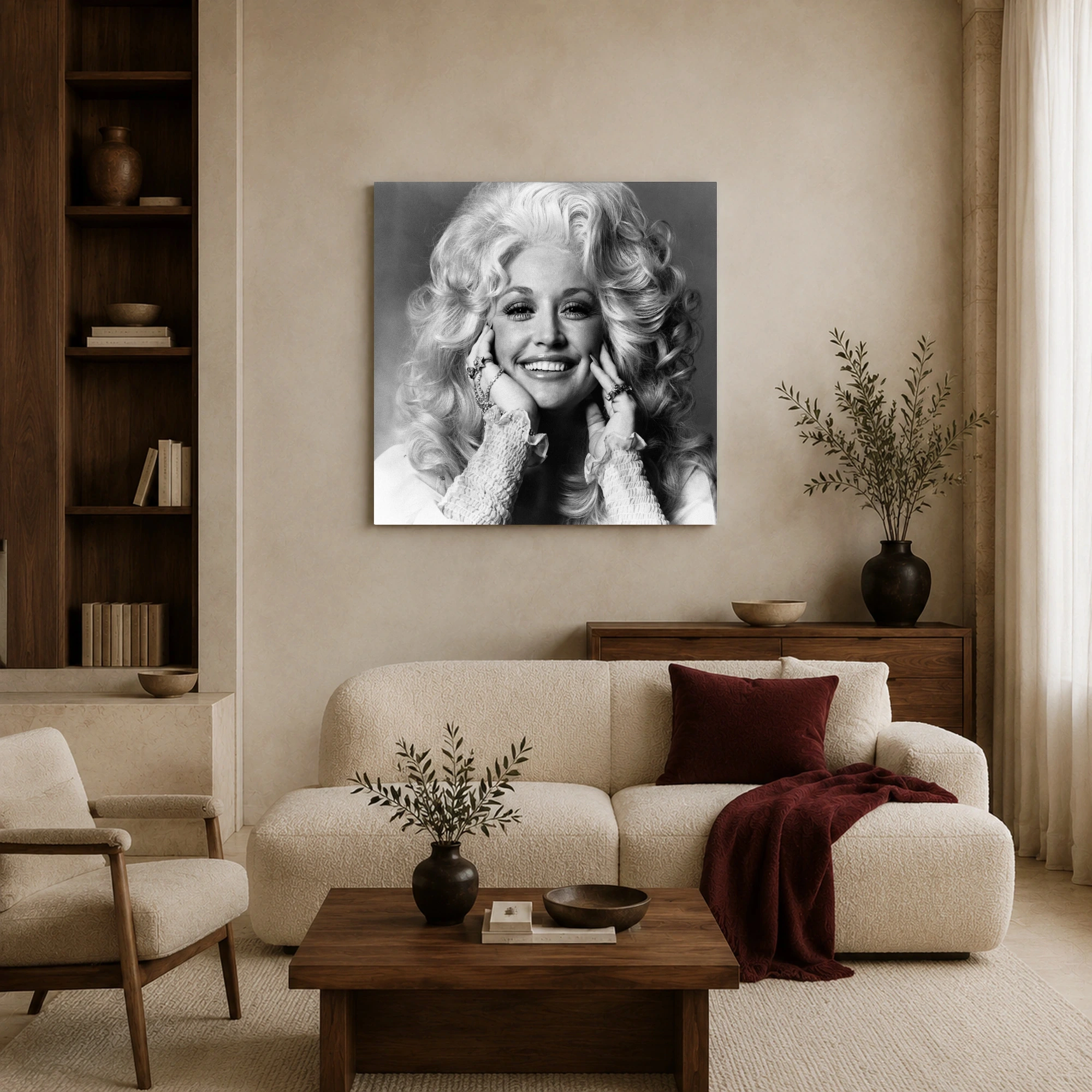 Dolly Parton Iconic Monochrome Portrait Wall Art, view 5