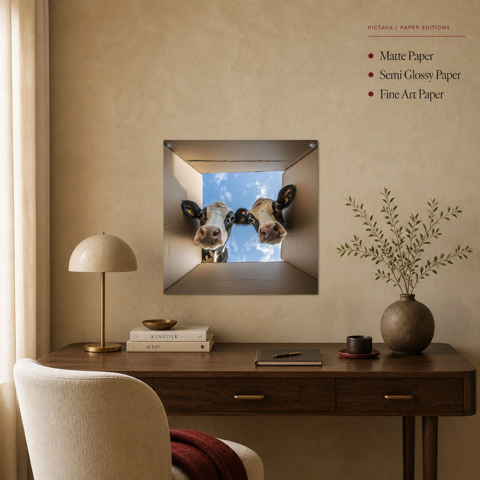 Curious Cows Looking Into Box Wall Art Canvas Print, view 2
