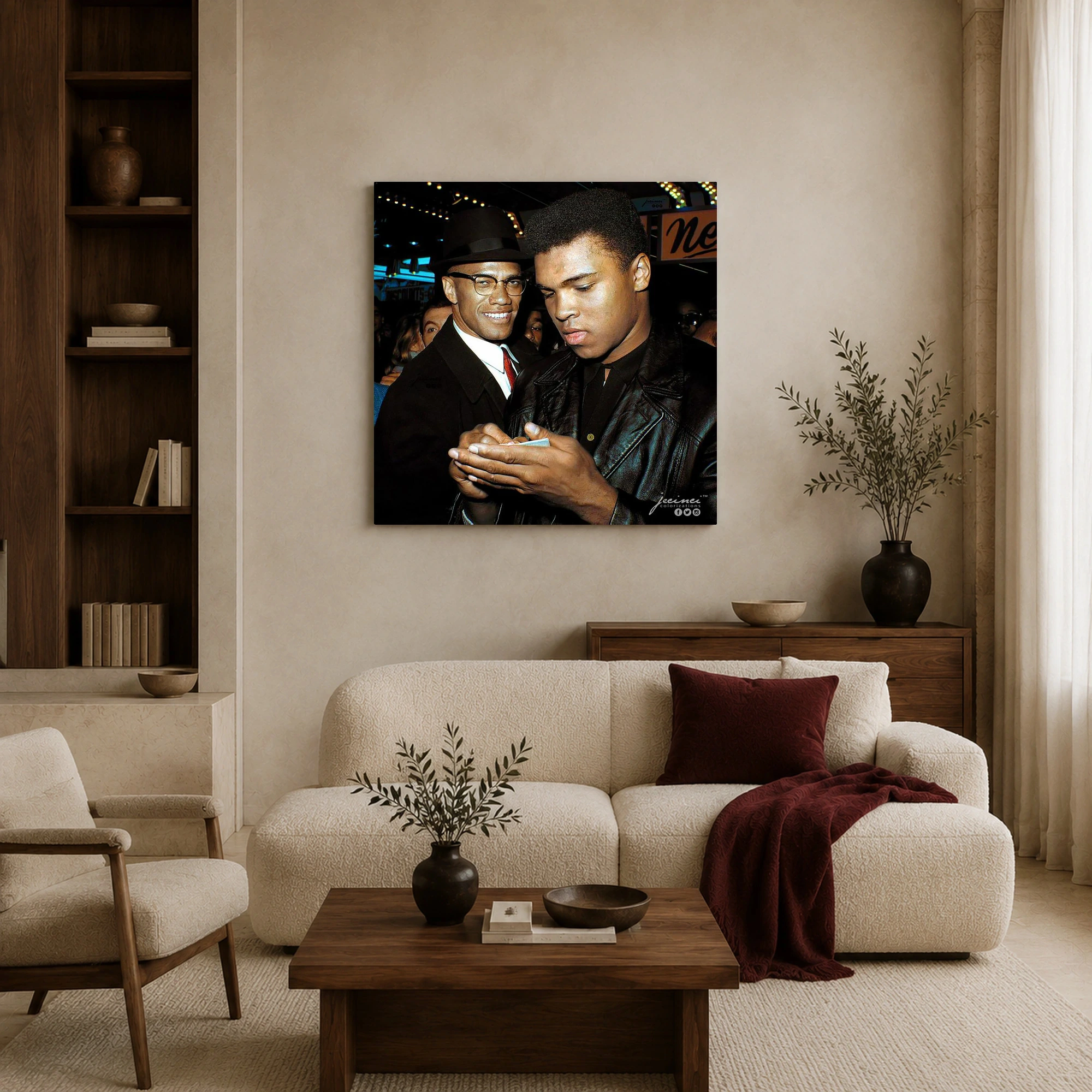 Muhammad Ali and Malcolm X Historic Portrait Canvas Print, view 4