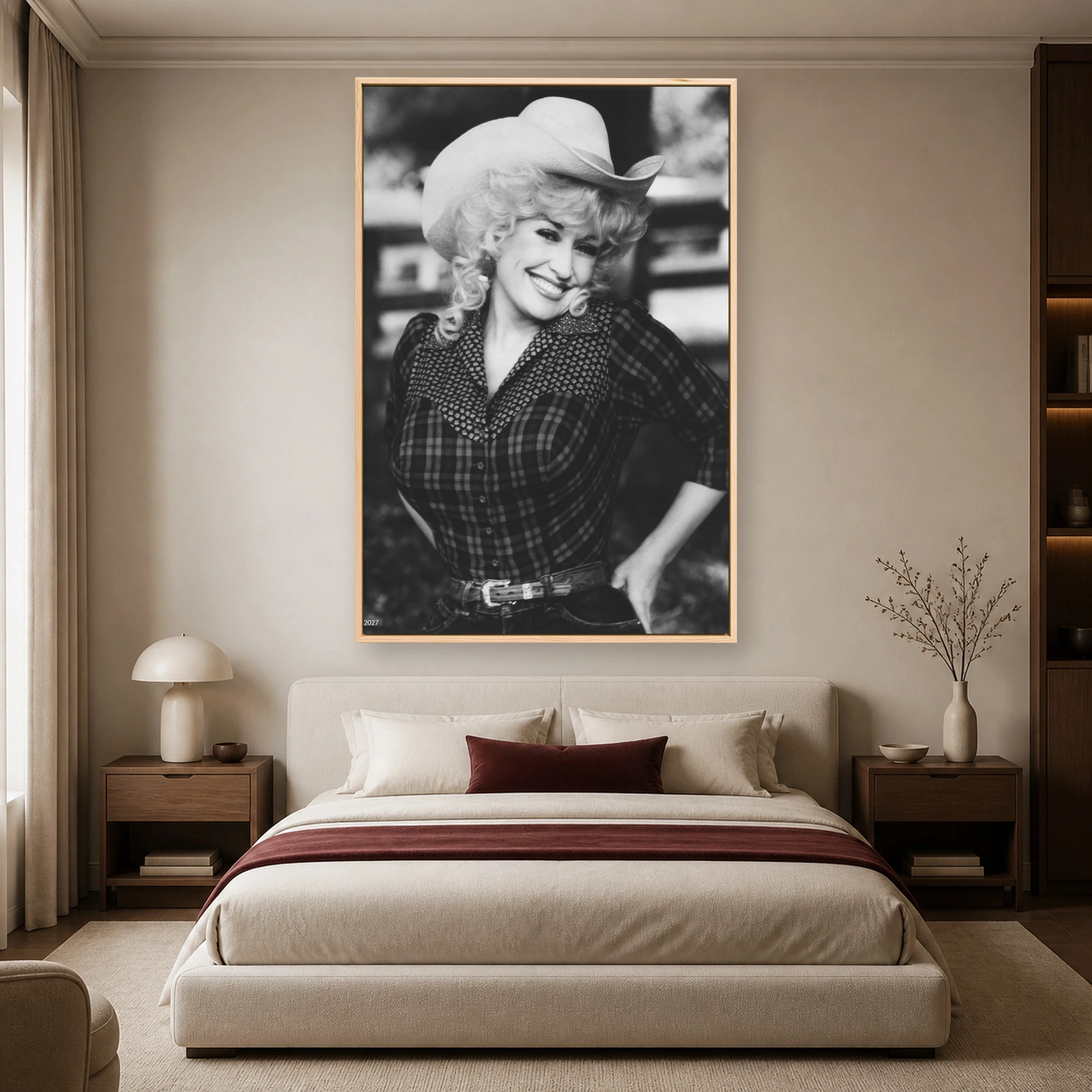 Dolly Parton Vintage Country Portrait Black and White Wall Art, view 4
