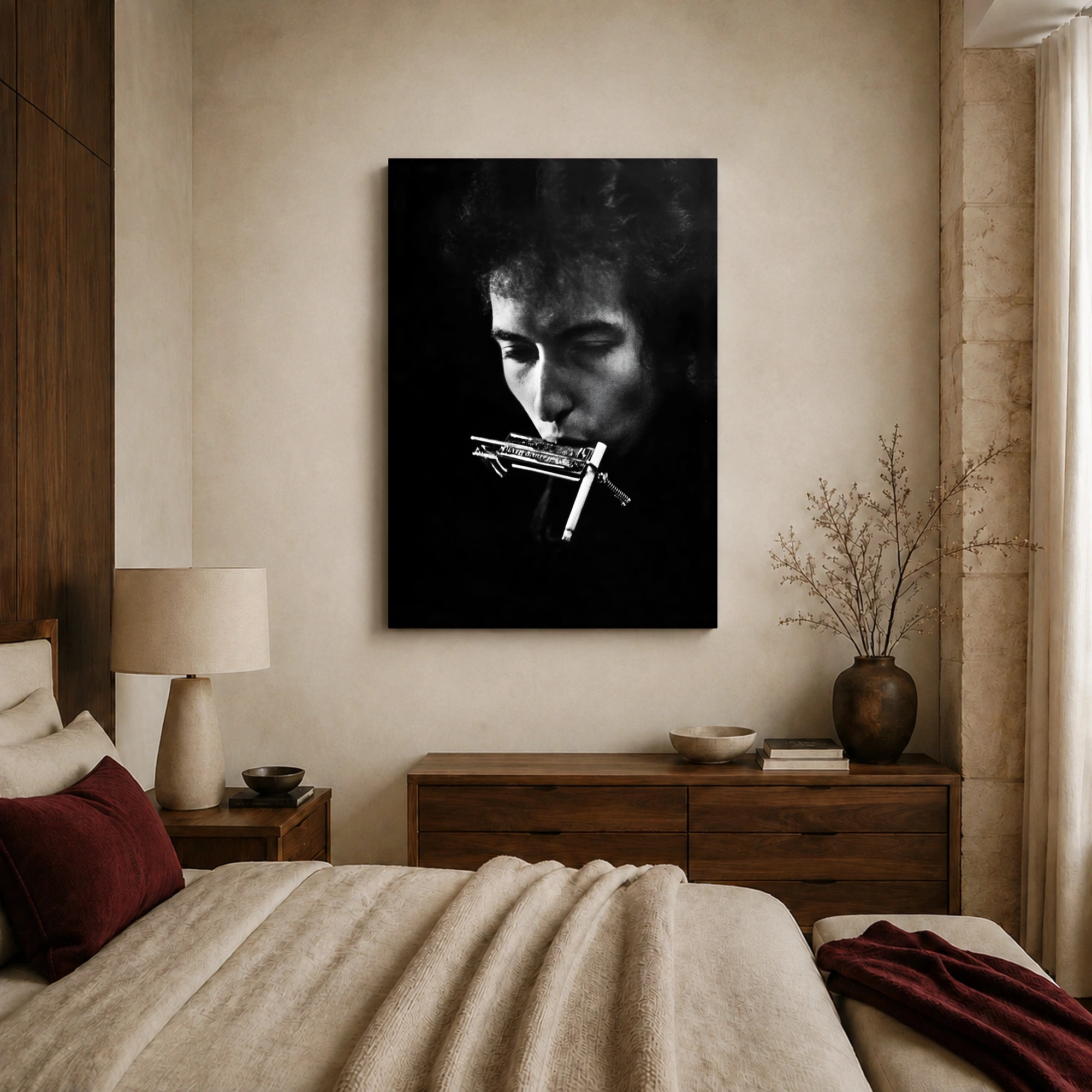 Bob Dylan Harmonica Black and White Portrait Fine Art Print, view 6