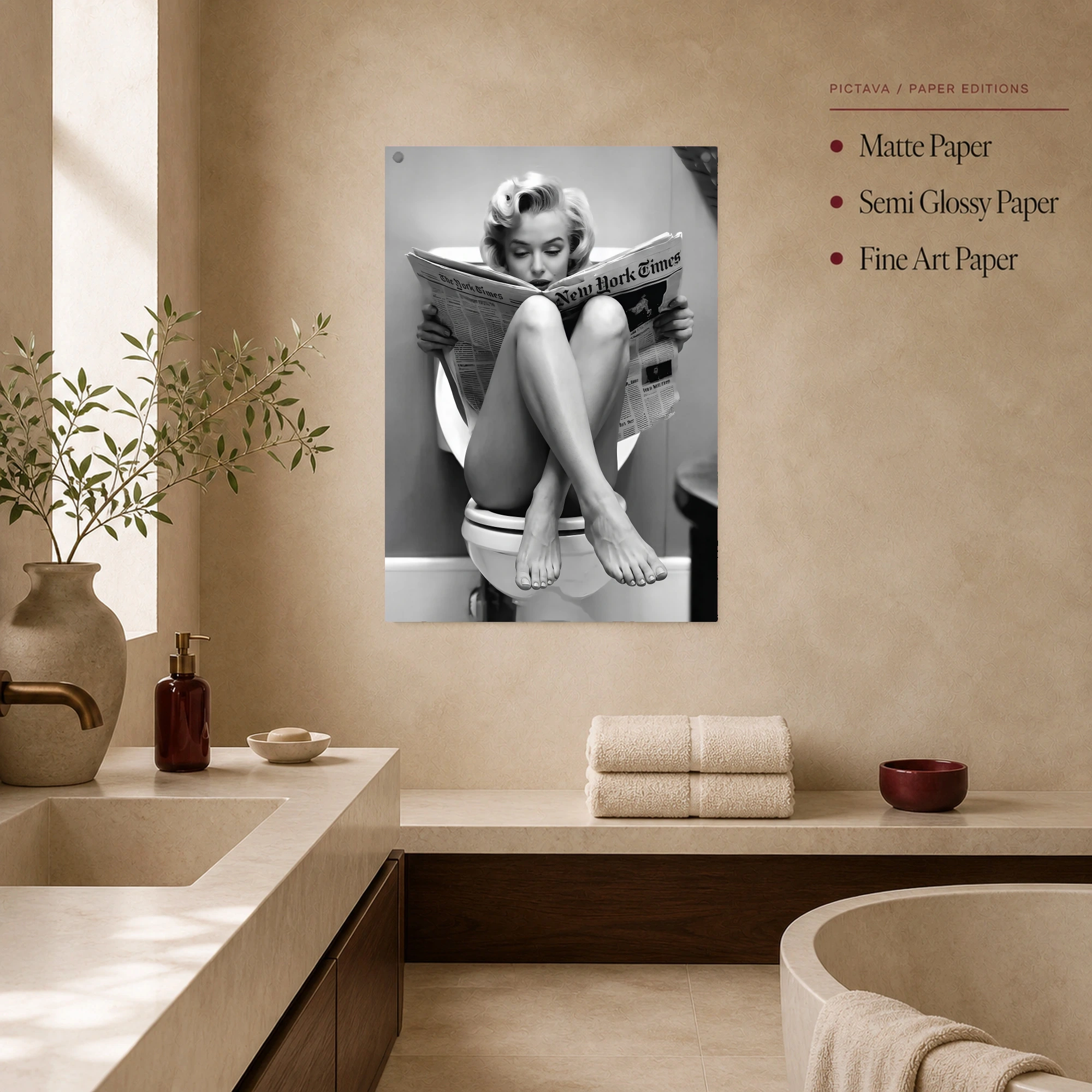 Marilyn Reading Newspaper Canvas Wall Art & Framed Print, view 3