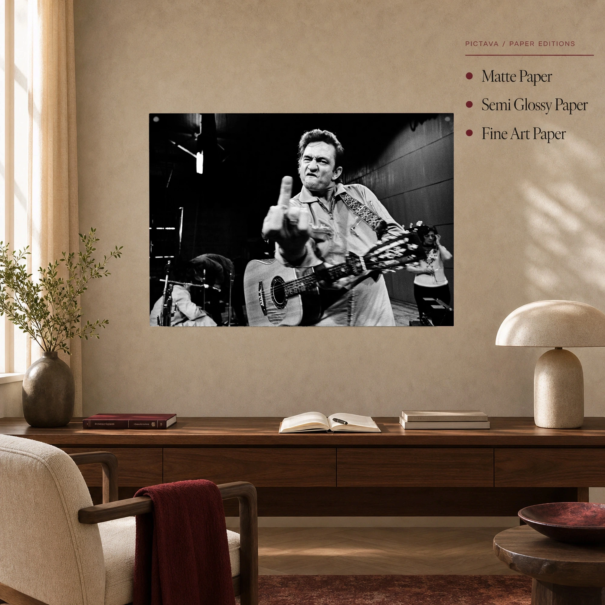 Johnny Cash San Quentin Black and White Photo Print, view 5
